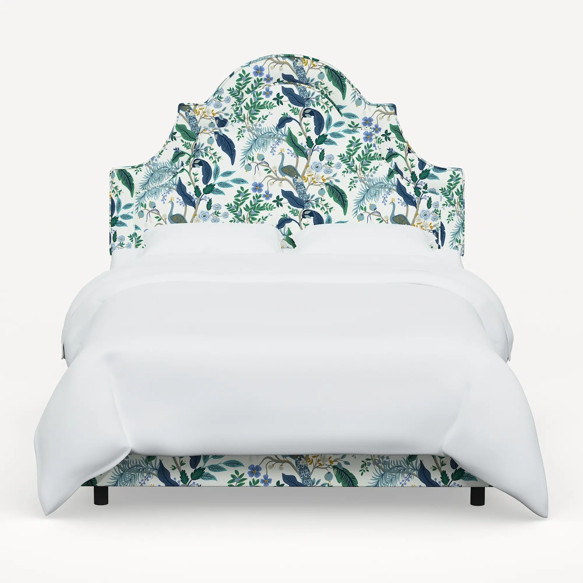 182BEDRPCPCBLWHLCB Rifle Paper Co. Marion Blue Peacock Queen Bed-1