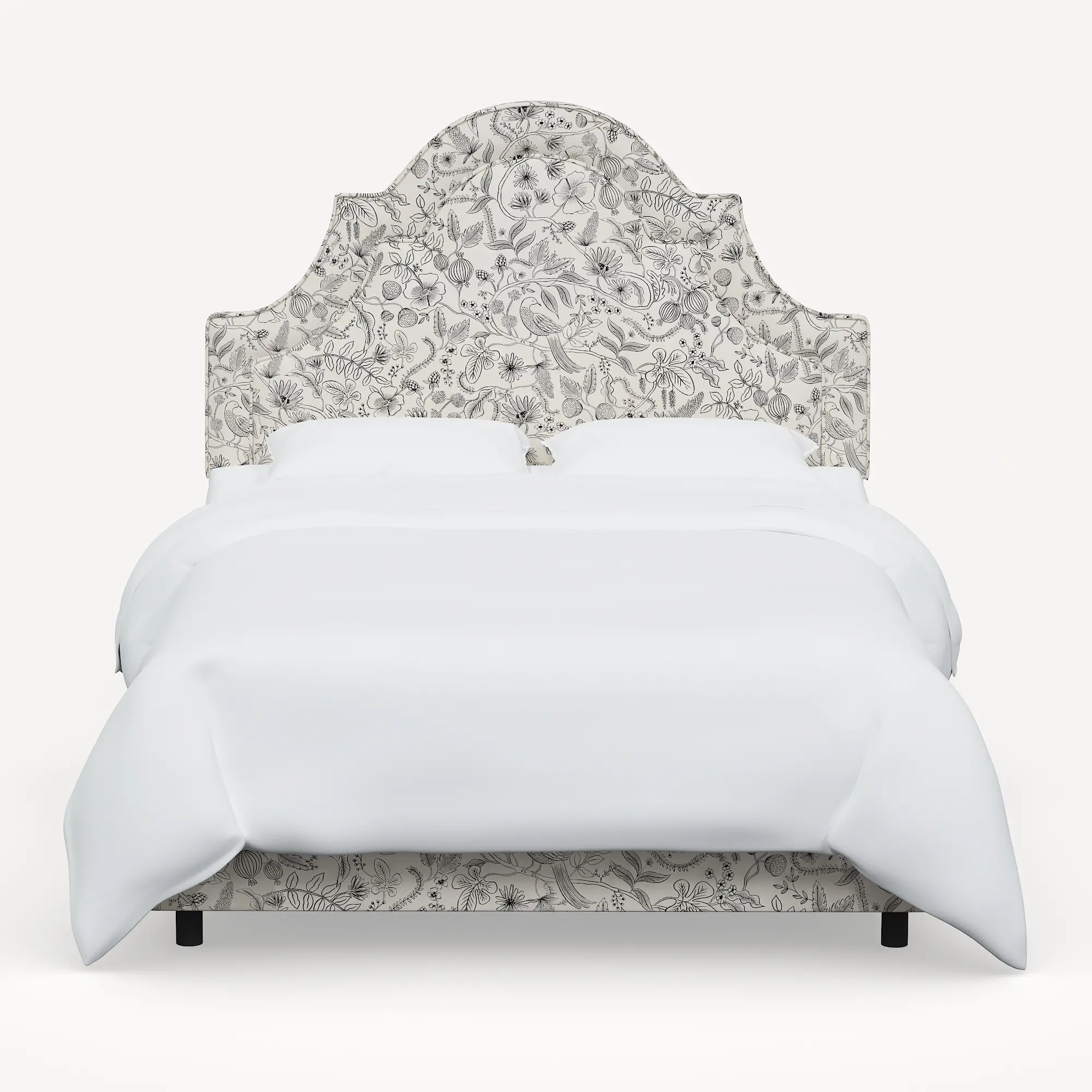182BEDRPCAVBLKCRMLCB Rifle Paper Co Marion Aviary Cream & Black Queen Bed-1