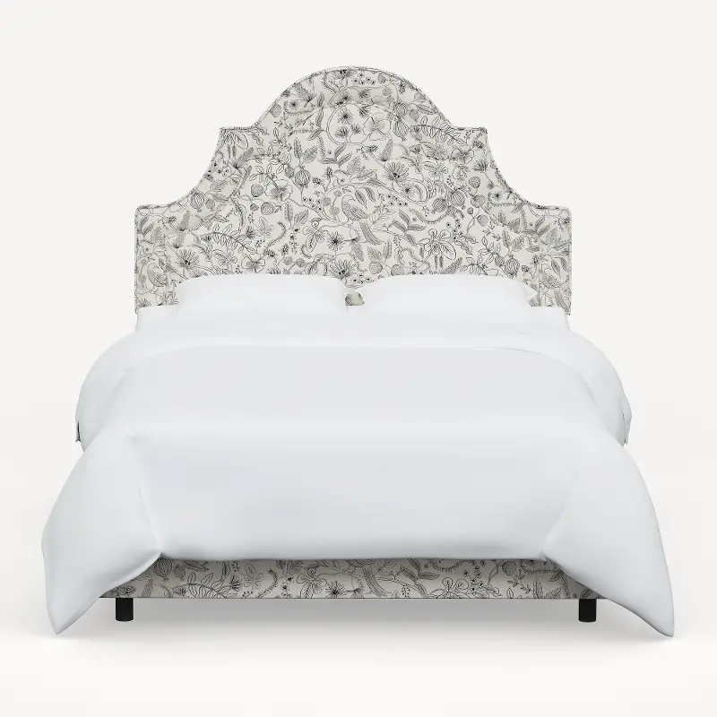 Rifle Paper Co Marion Aviary Cream & Black Queen Bed