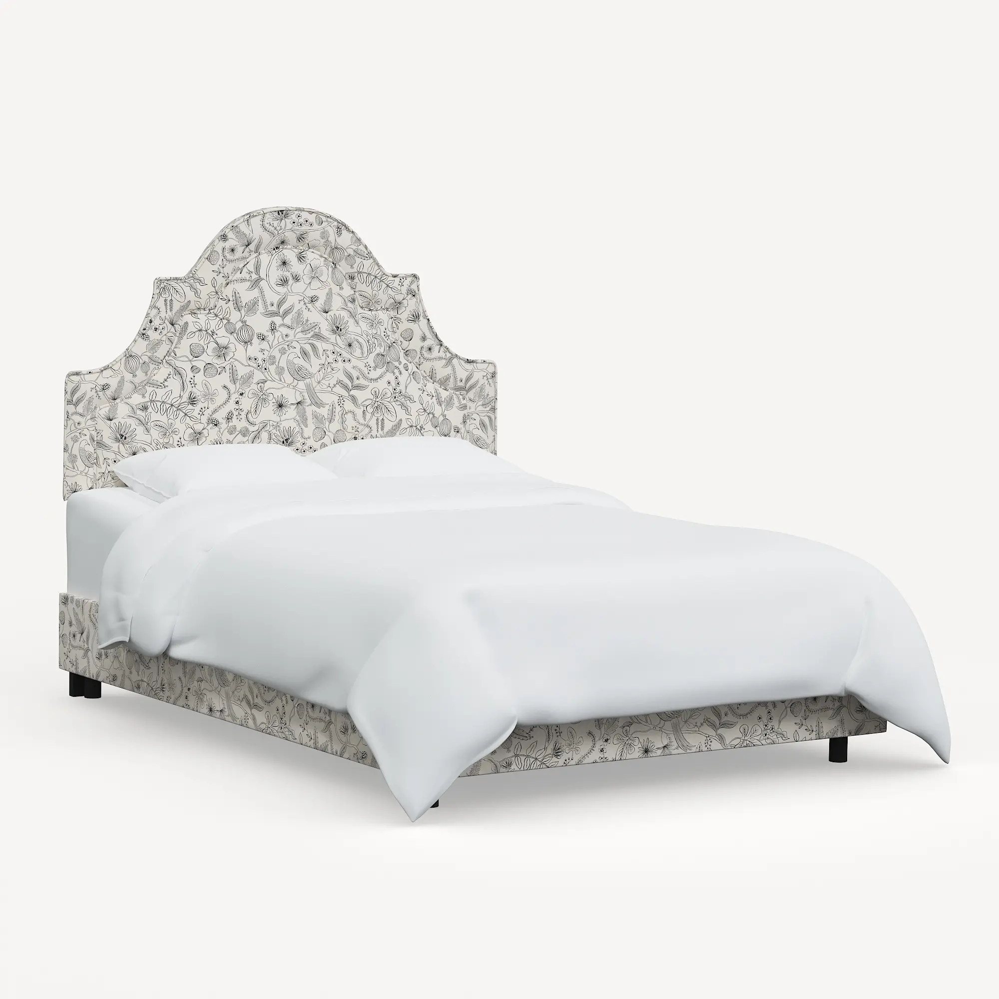 182BEDRPCAVBLKCRMLCB Rifle Paper Co Marion Aviary Cream & Black Queen Bed-2
