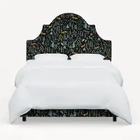 184BEDRPCMNBLKLCB Rifle Paper Co Marion Menagerie Black Cal-King Bed