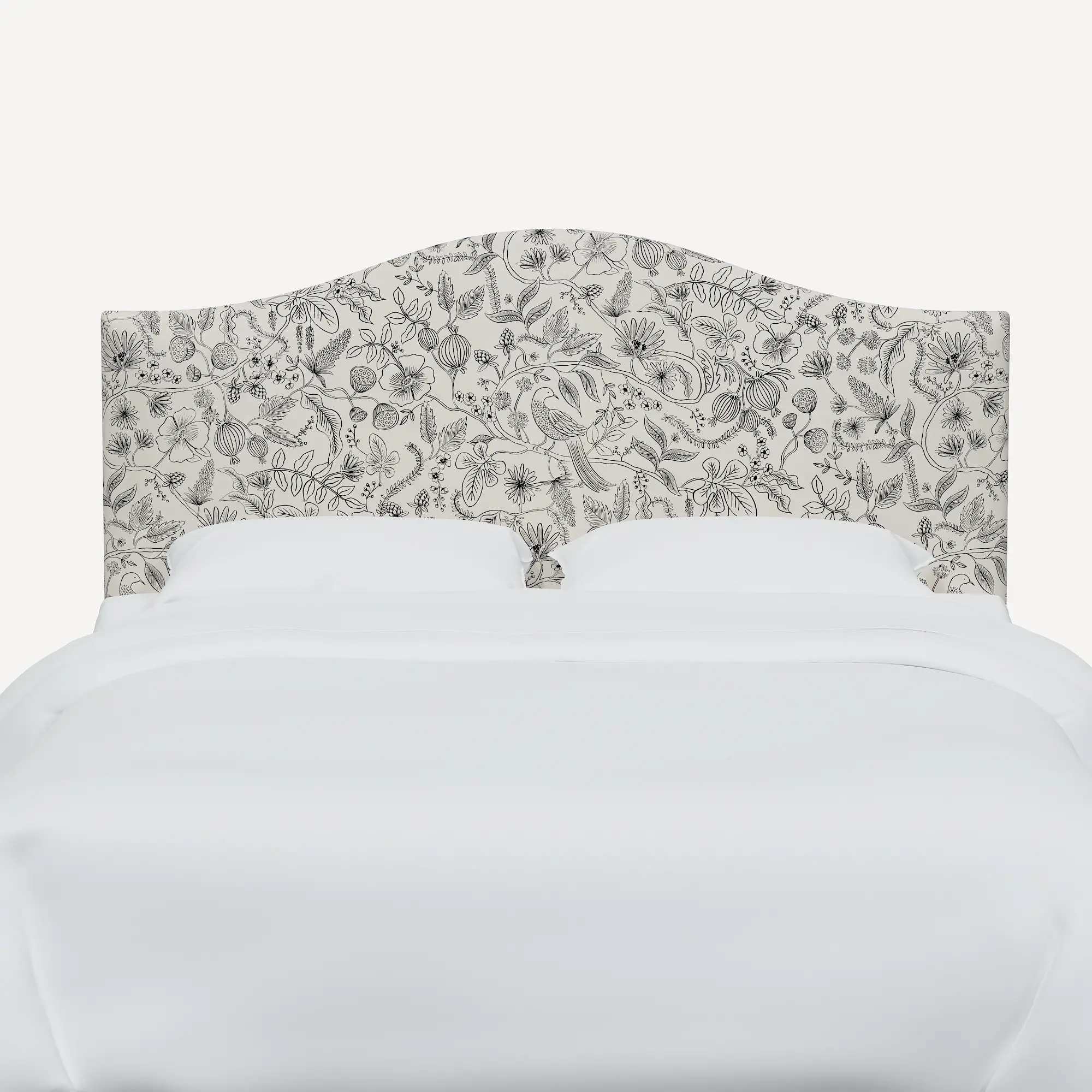 912QRPCAVBLKCRMLCB Rifle Paper Co Mayfair Aviary Cream & Black Queen Headboard-3