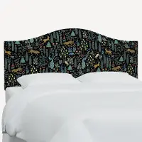 914CRPCMNBLKLCB Rifle Paper Co Mayfair Menagerie Black Cal-King Headboard