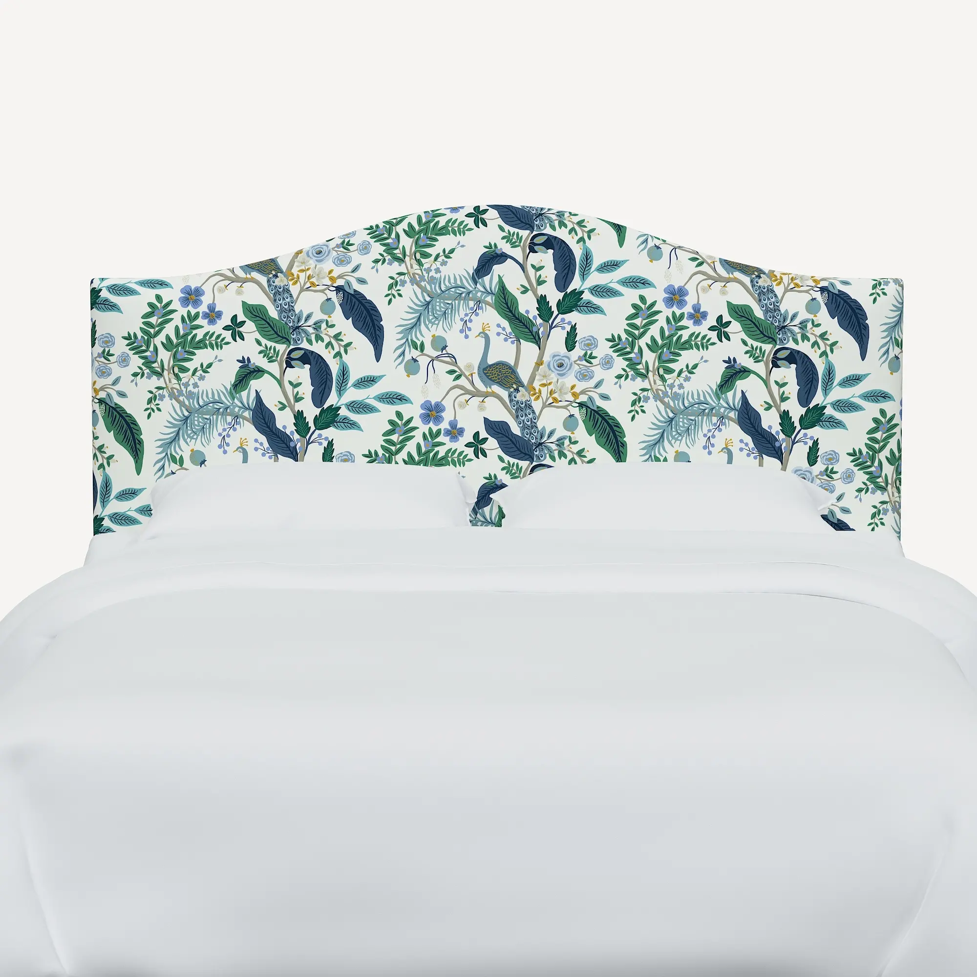 912QRPCPCBLWHLCB Rifle Paper Co Mayfair Blue Peacock Queen Headboard-1
