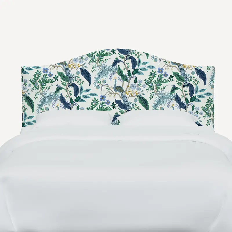 Rifle Paper Co Mayfair Blue Peacock King Headboard