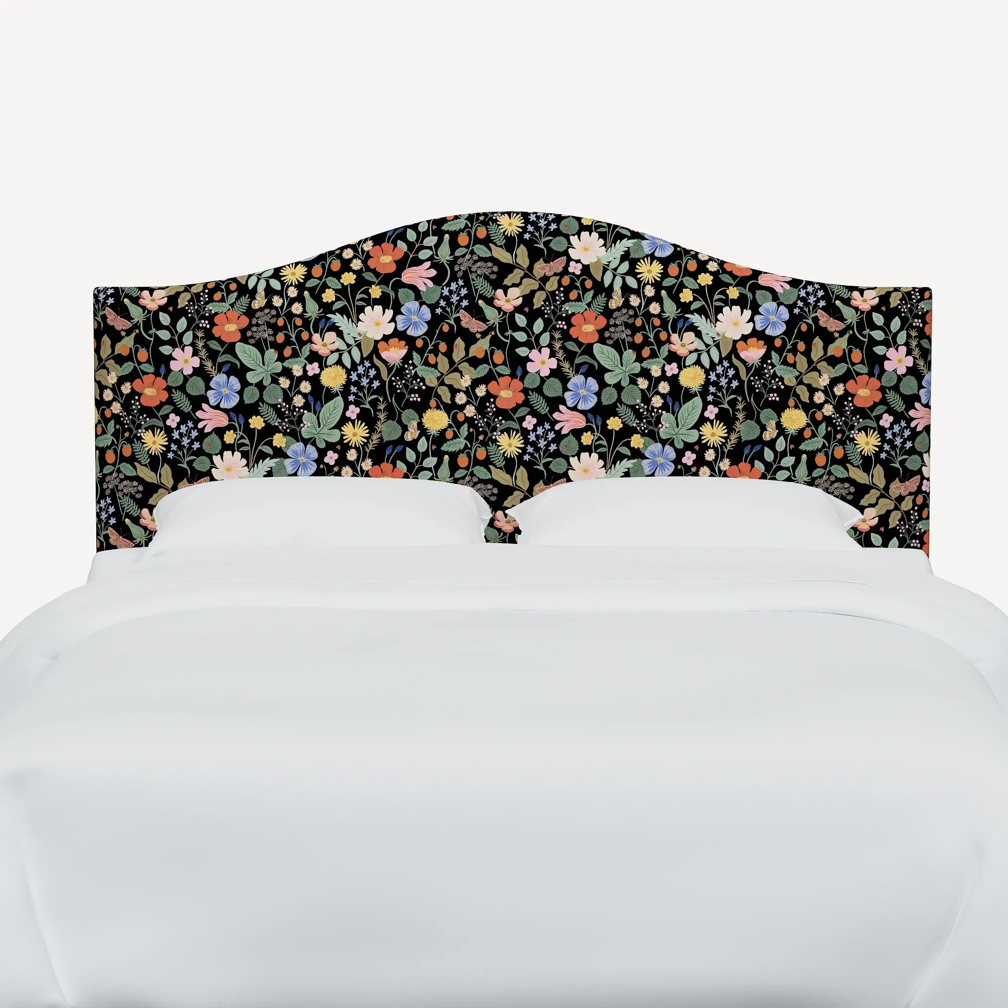 912QRPCSTFLBLKLCB Rifle Paper Co Mayfair Black Strawberry Fields Queen Headboard-3
