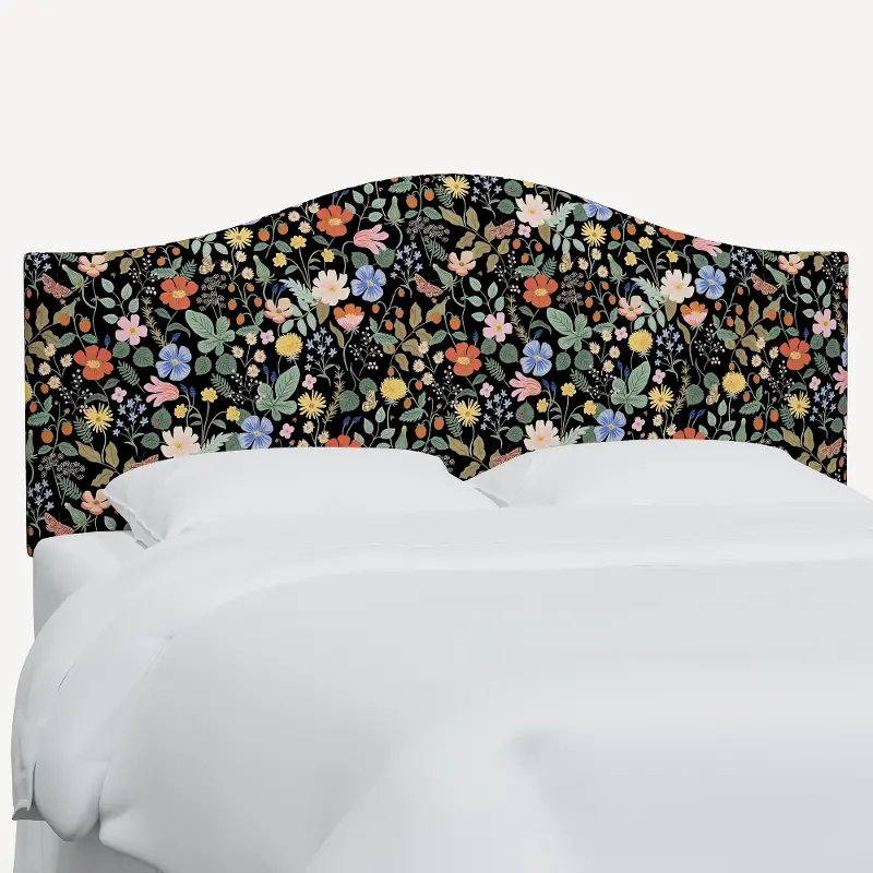 Rifle Paper Co Mayfair Black Strawberry Fields King Headboard