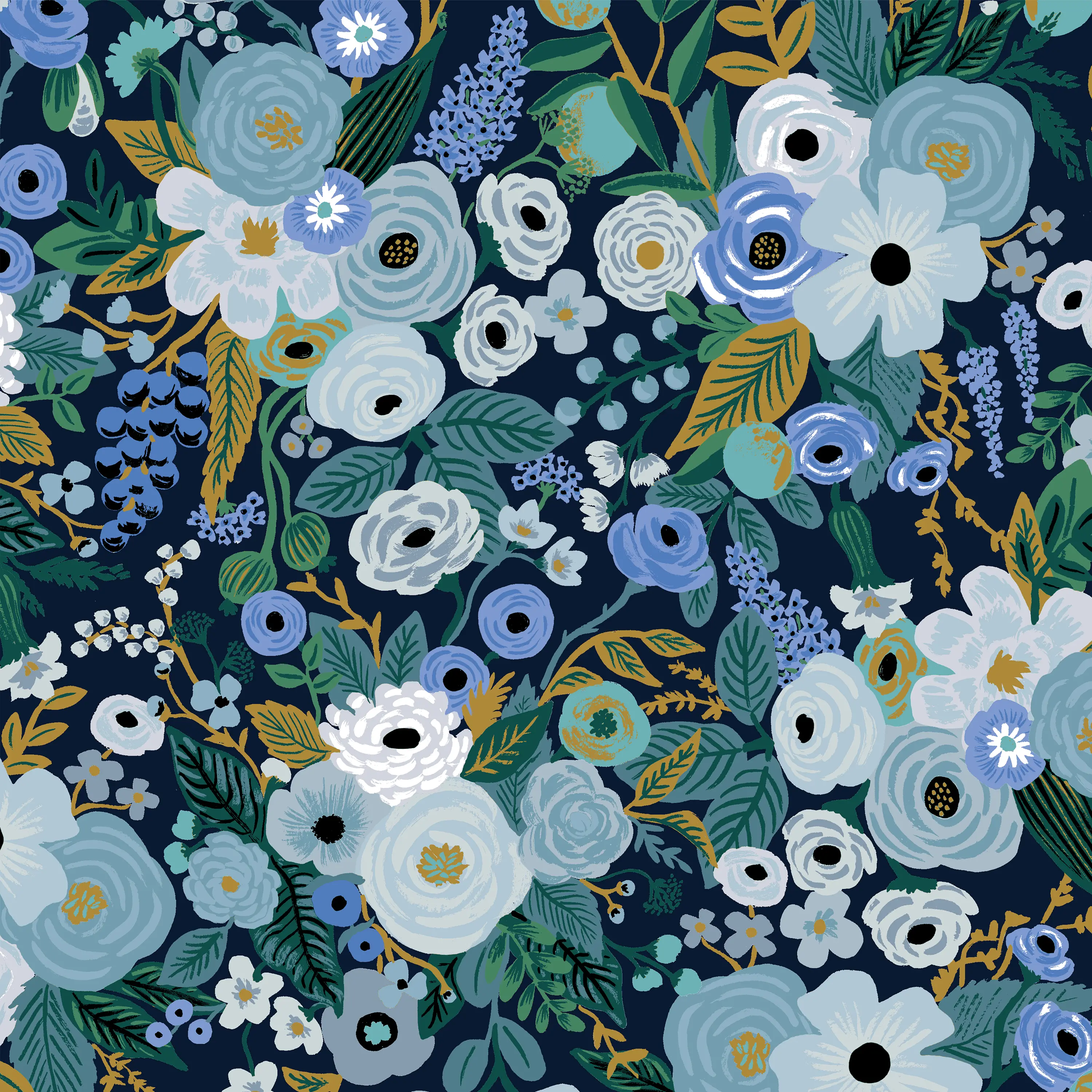 481FRPCGRPRBLULCB Rifle Paper Co Elly Garden Party Blue Full Headboard-5