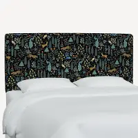 481FRPCMNBLKLCB Rifle Paper Co Elly Menagerie Black Full Headboard