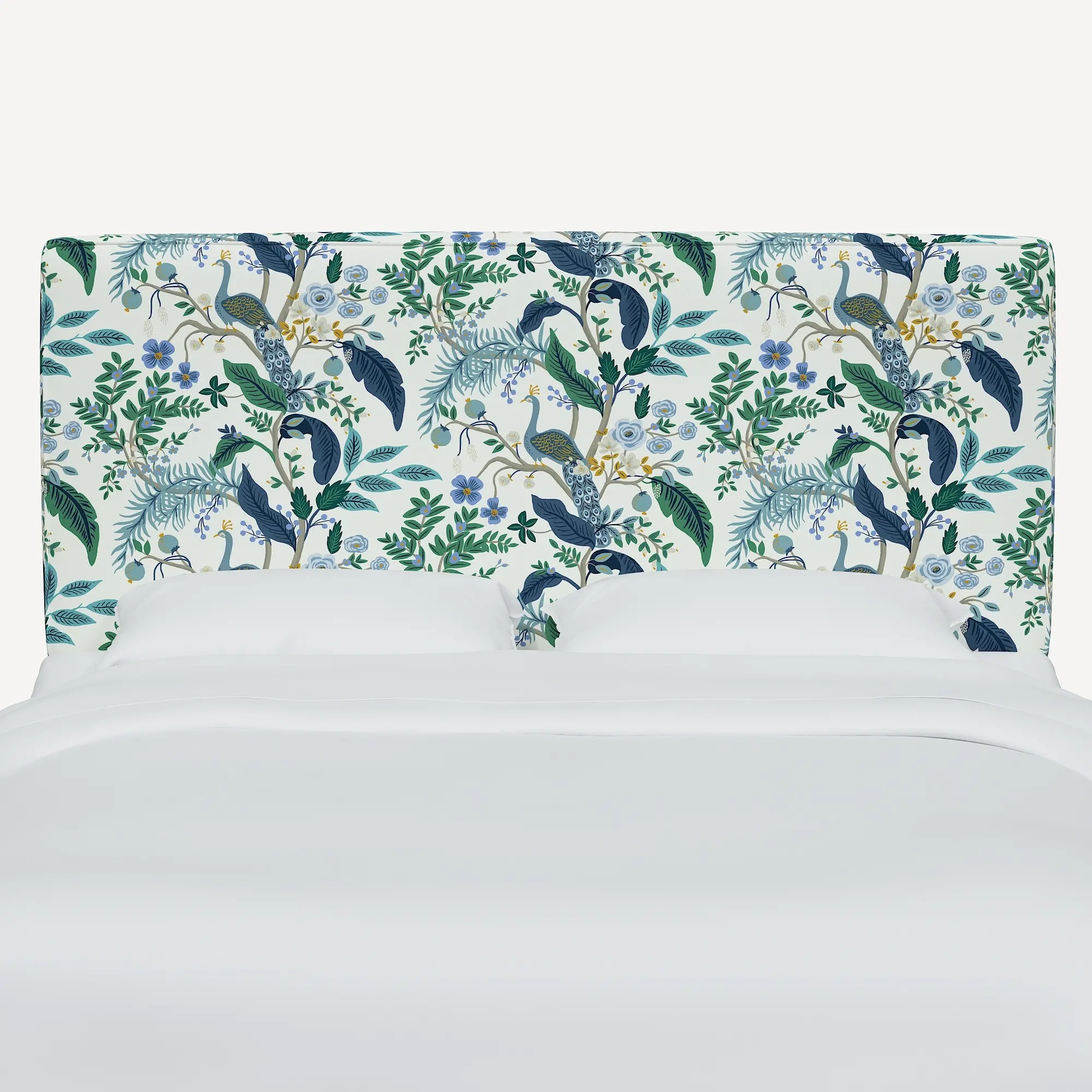 482QRPCPCBLWHLCB Rifle Paper Co Elly Blue Peacock Queen Headboard-3