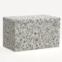 4325STRPCAVBLKCRMLCB Rifle Paper Co. Willie Aviary Cream & Black Storage Bench