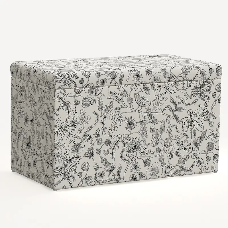 Rifle Paper Co. Willie Aviary Cream & Black Storage Bench