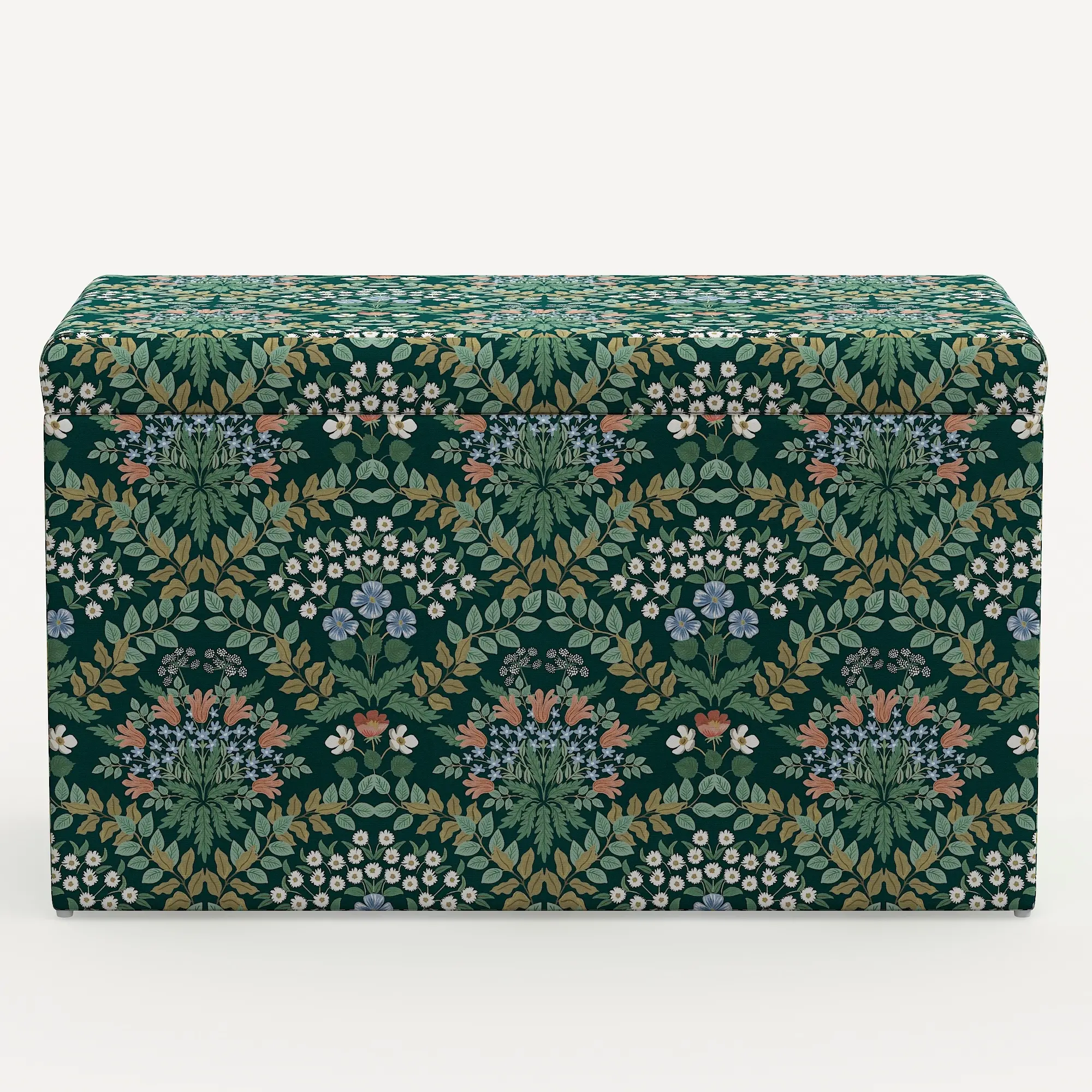 4325STRPCBREMRLCB Rifle Paper Co. Willie Bramble Emerald Storage Bench-2