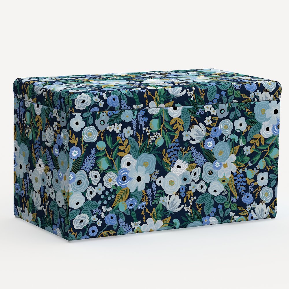 Rifle Paper Co. Willie Garden Party Blue Storage Bench