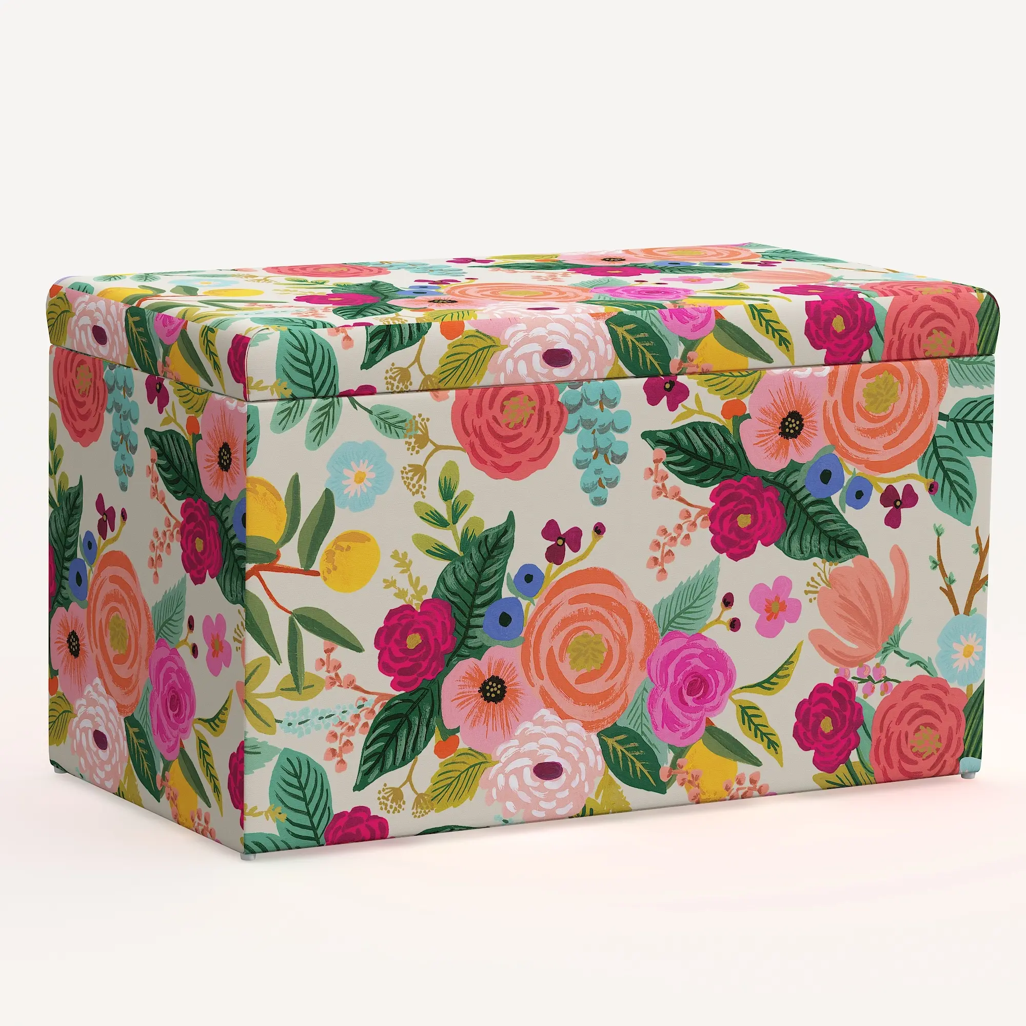 4325STRPCGRPRTLCB Rifle Paper Co. Willie Pink Garden Party Storage Bench-1