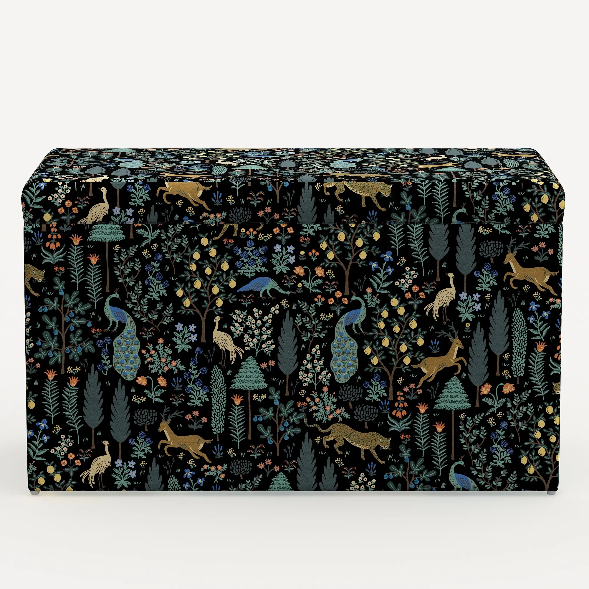 4325STRPCMNBLKLCB Rifle Paper Co. Willie Menagerie Black Storage Bench-3