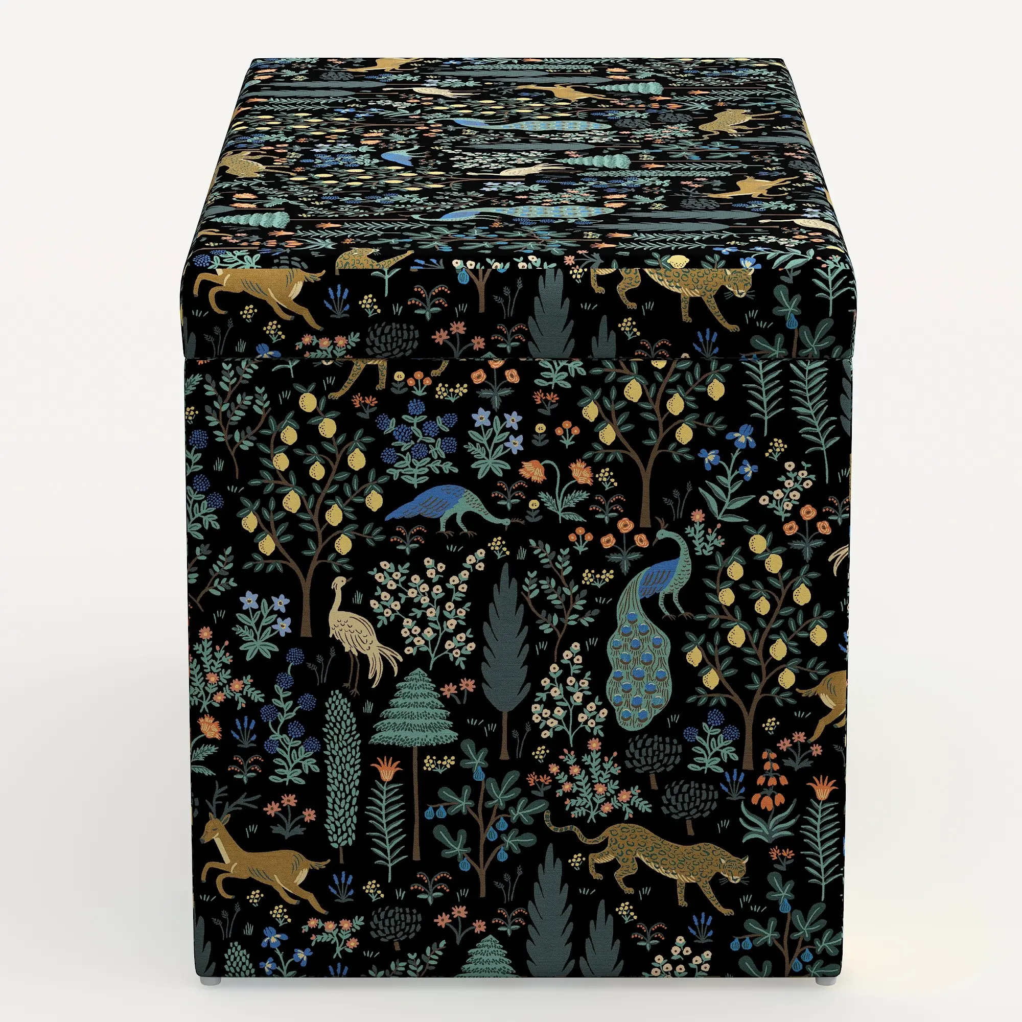 4325STRPCMNBLKLCB Rifle Paper Co. Willie Menagerie Black Storage Bench-4