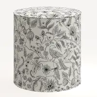 90-2RPCAVBLKCRMLCB Rifle Paper Co. Billie Aviary Cream & Black Round Ottoman