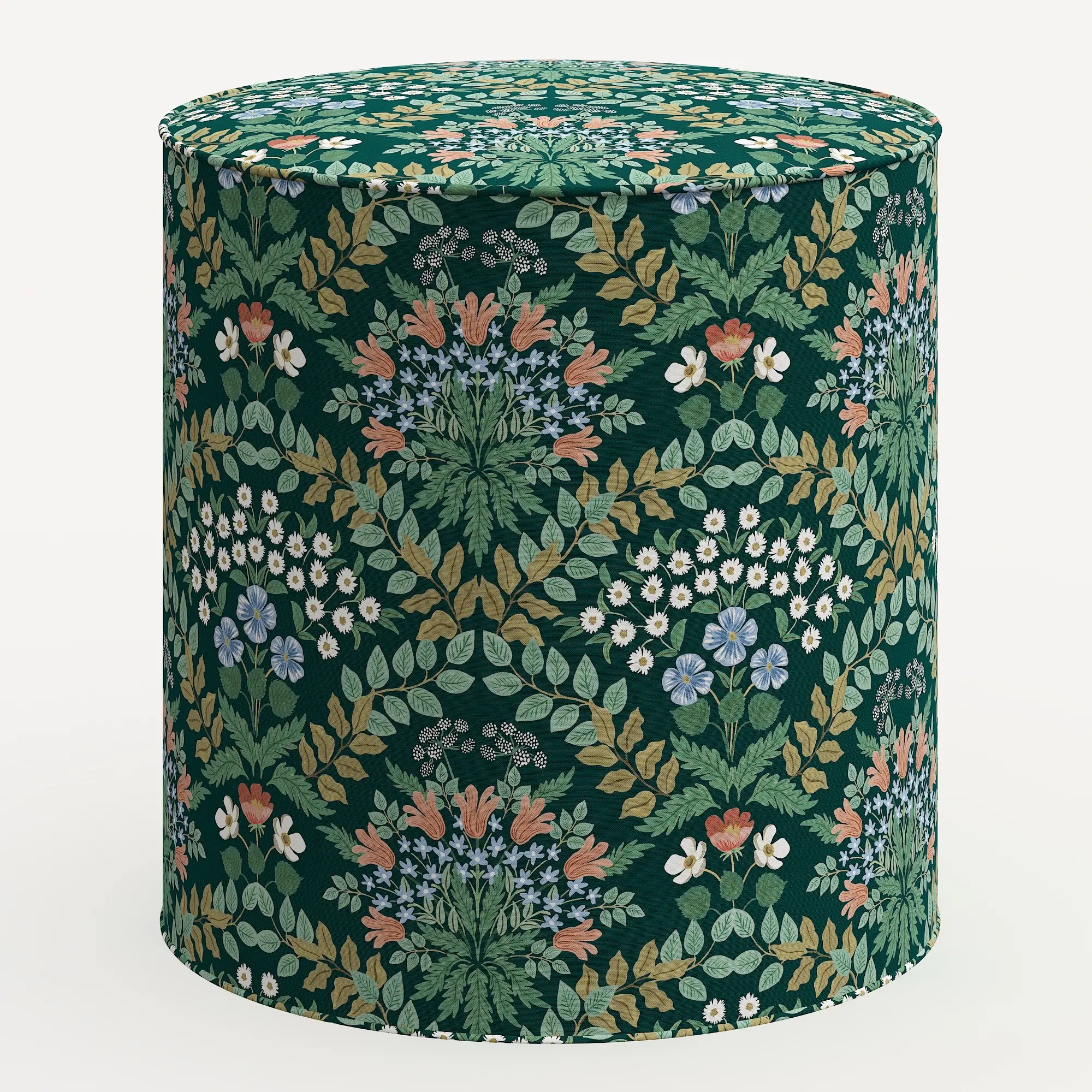 90-2RPCBREMRLCB Rifle Paper Co. Billie Bramble Emerald Round Ottoman-2