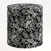 90-2RPCCNBLCRMLCB Rifle Paper Co. Billie Canopy Black & Cream Round Ottoman