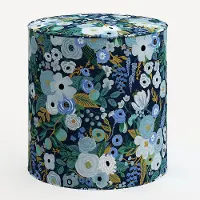 90-2RPCGRPRBLULCB Rifle Paper Co. Billie Garden Party Blue Round Ottoman