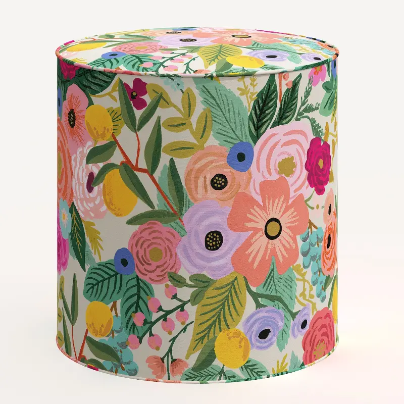 Rifle Paper Co. Billie Garden Party Pink Round Ottoman