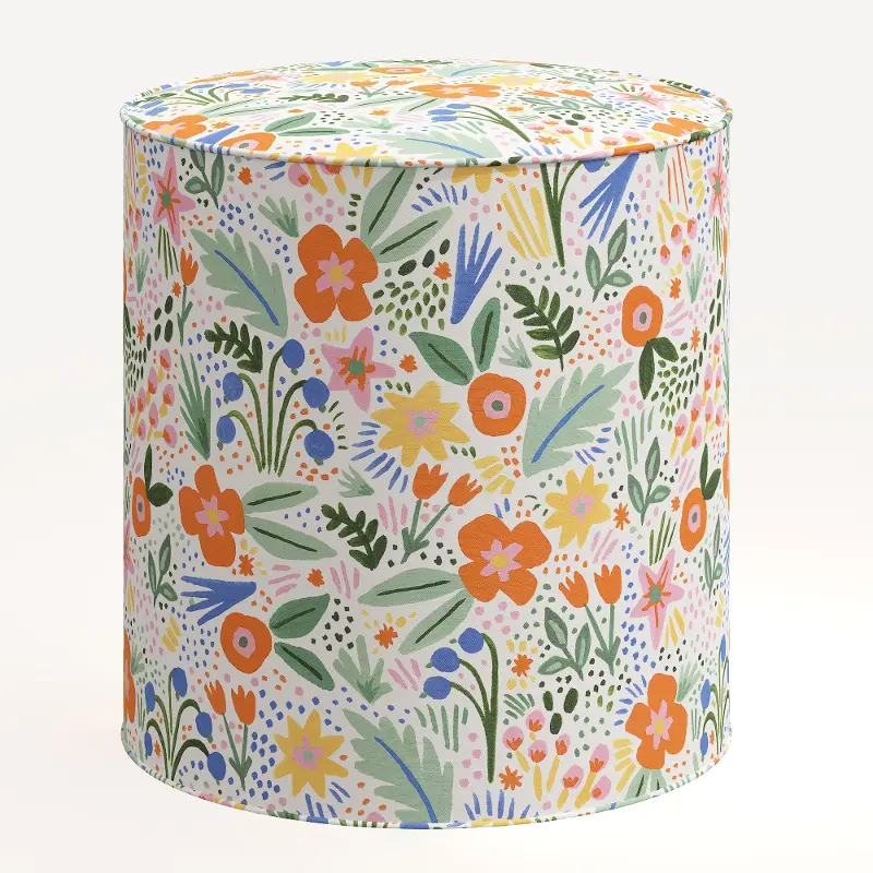 Rifle Paper Co. Billie Multi Color Floral Round Ottoman