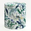 90-2RPCPCBLWHLCB Rifle Paper Co. Billie Blue Peacock Round Ottoman