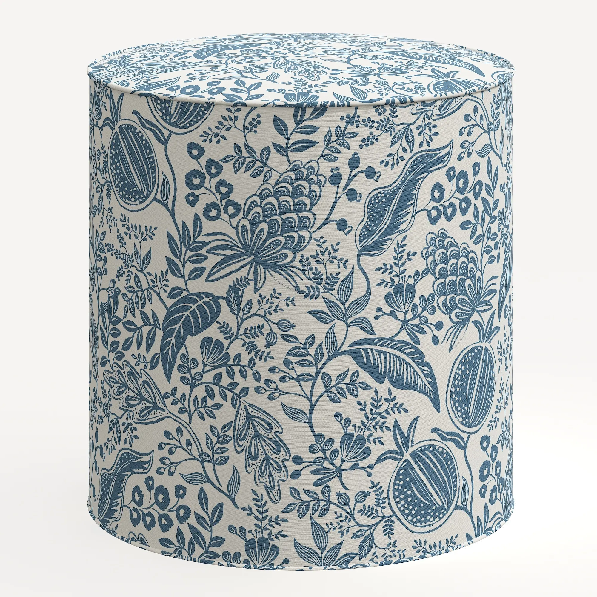 90-2RPCPMBLULCB Rifle Paper Co. Billie Blue Pomegranate Round Ottoman-2