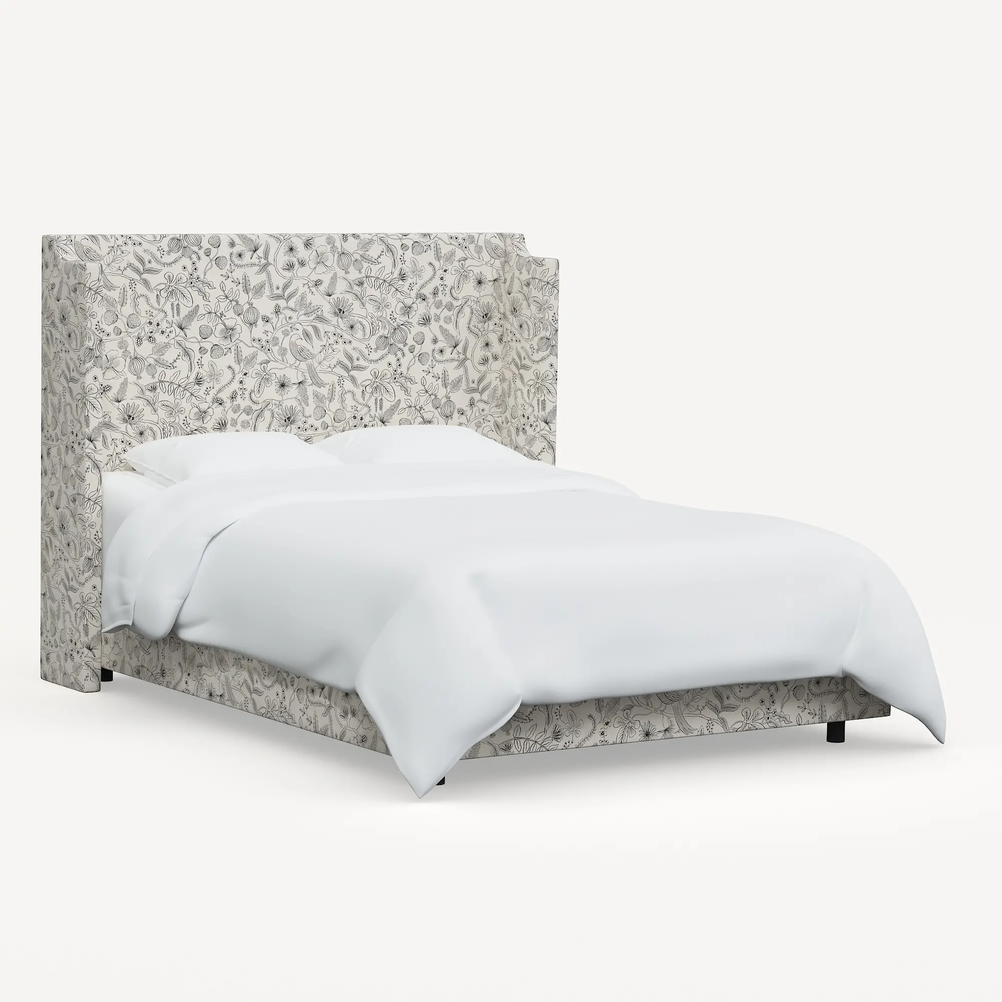 970BEDRPCAVBLKCRMLCB Rifle Paper Co Hawthorne Aviary Cream and Black Twin Wingback Bed-3