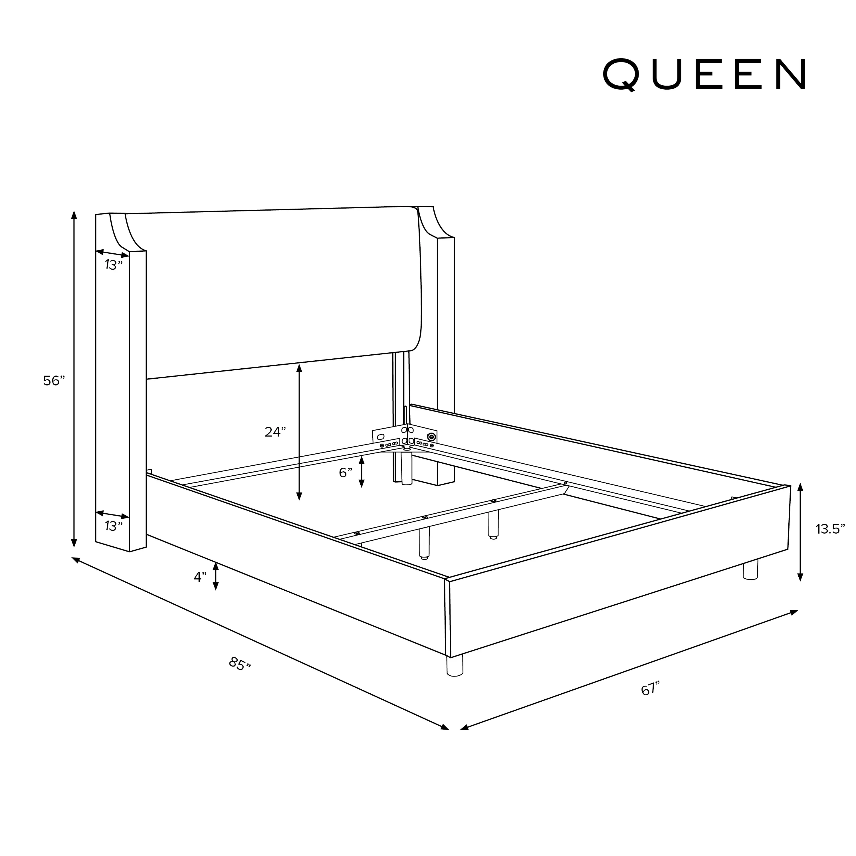 972BEDRPCAVBLKCRMLCB Rifle Paper Co Hawthorne Aviary Cream and Black Queen Wingback Bed-2