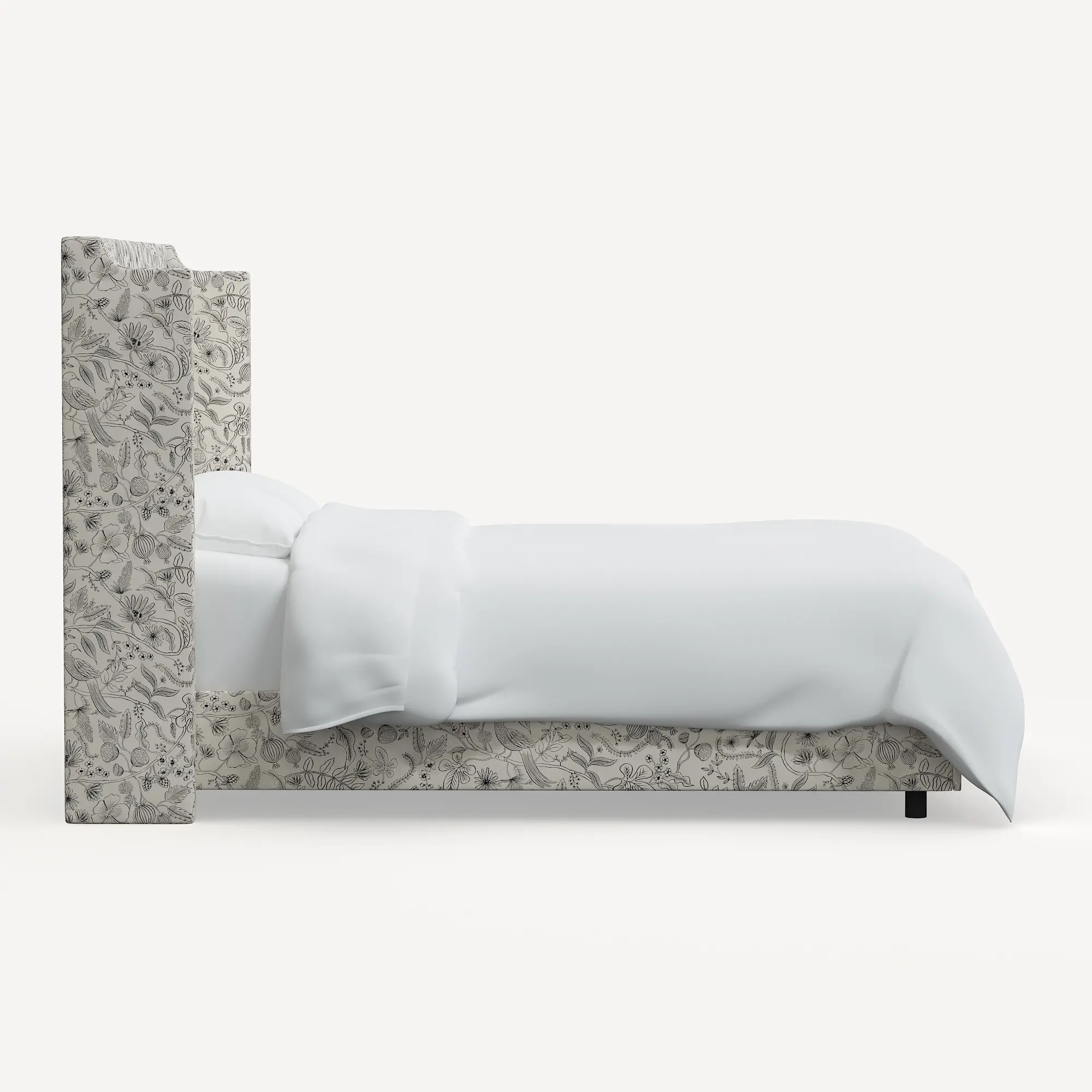 972BEDRPCAVBLKCRMLCB Rifle Paper Co Hawthorne Aviary Cream and Black Queen Wingback Bed-4