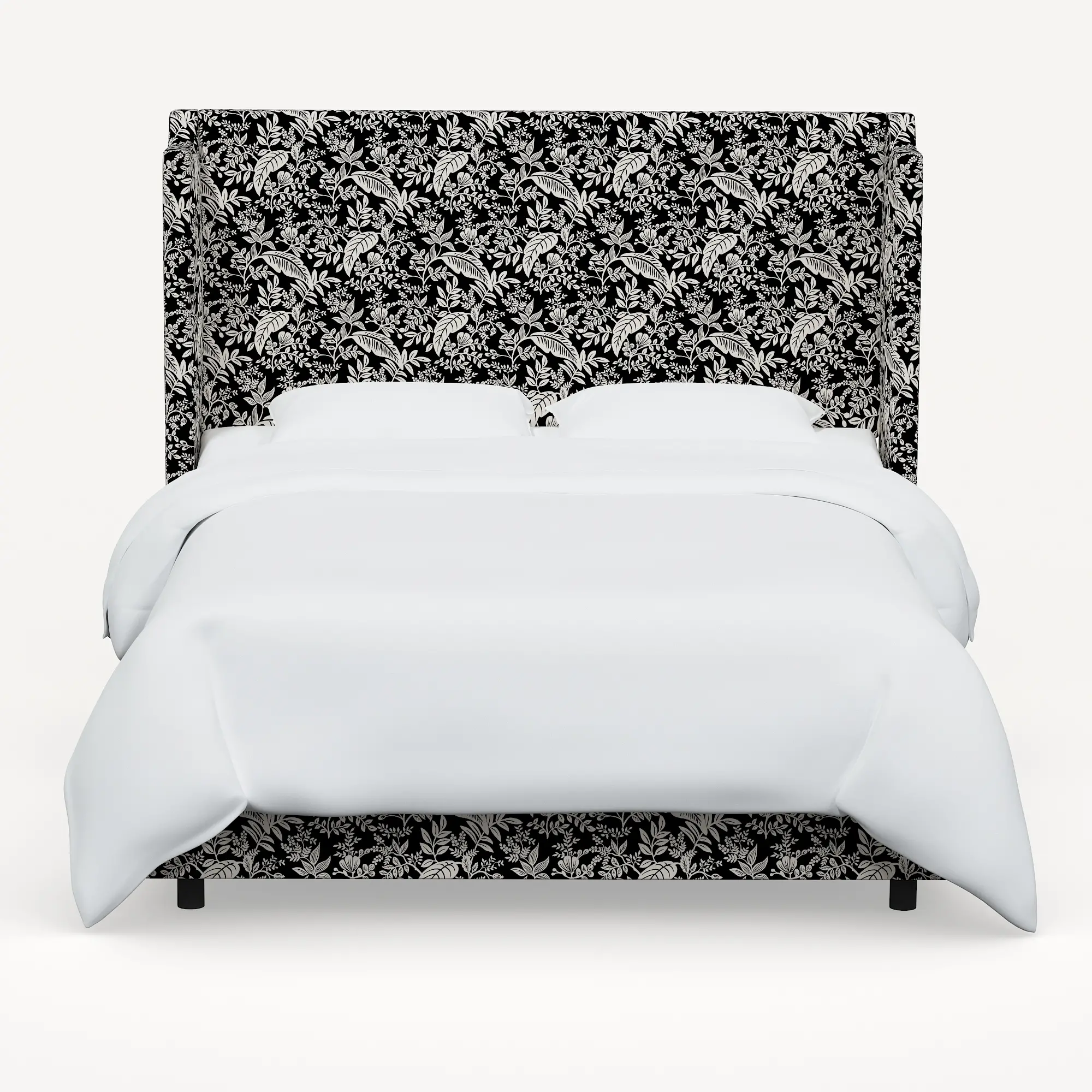 971BEDRPCCNBLCRMLCB Rifle Paper Co Hawthorne Canopy Black & Cream Full Wingback Bed-1