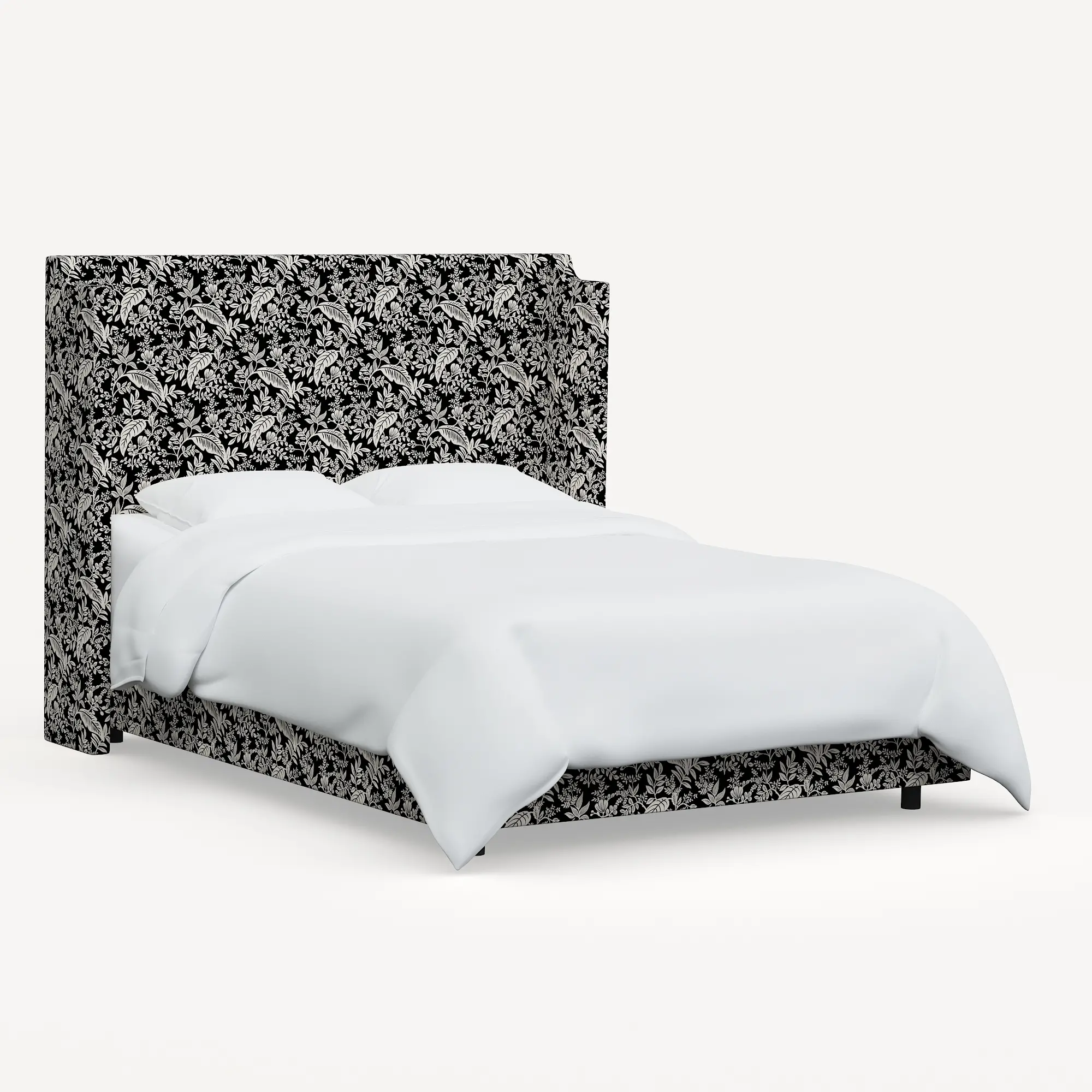 972BEDRPCCNBLCRMLCB Rifle Paper Co Hawthorne Canopy Black & Cream Queen Wingback Bed-3