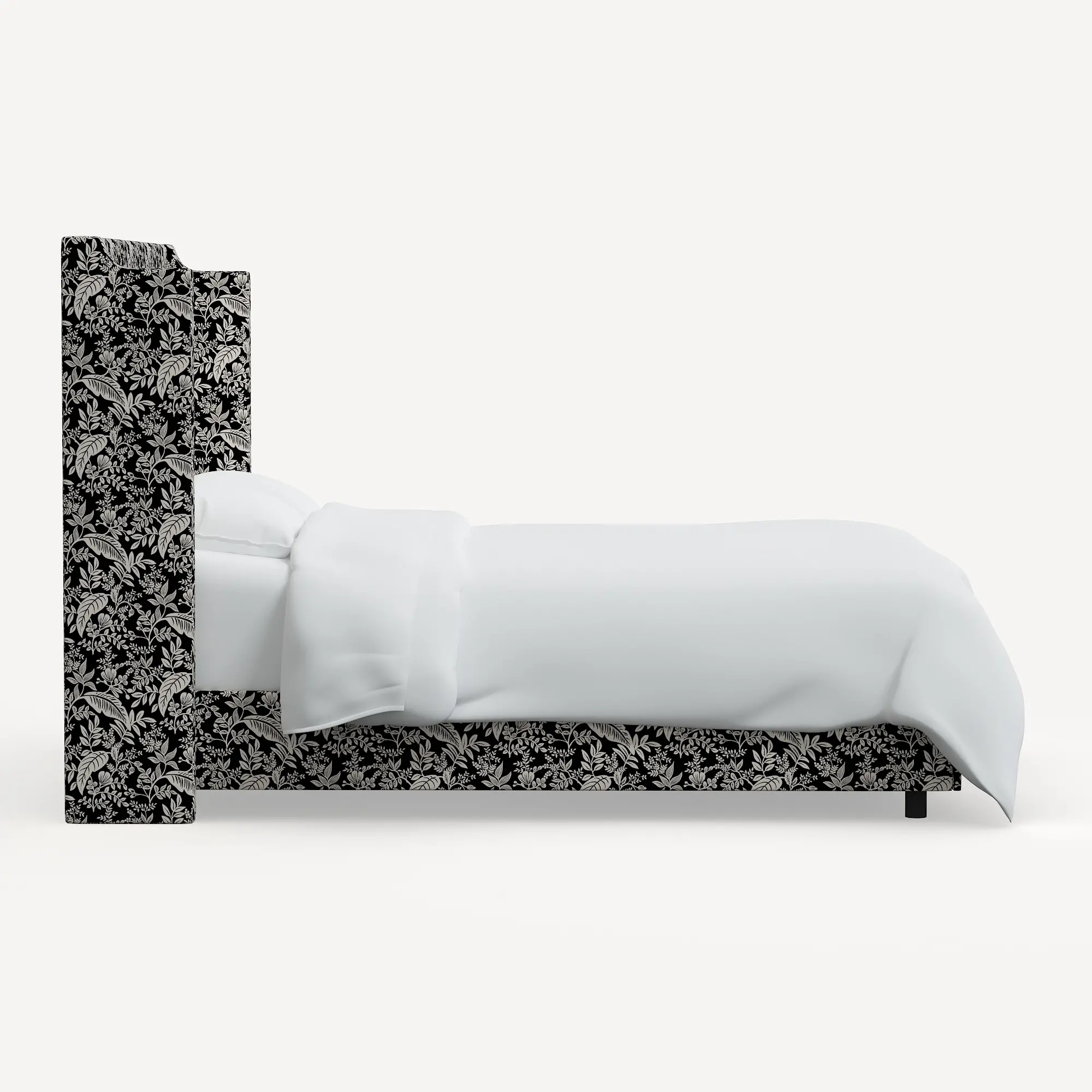 972BEDRPCCNBLCRMLCB Rifle Paper Co Hawthorne Canopy Black & Cream Queen Wingback Bed-4