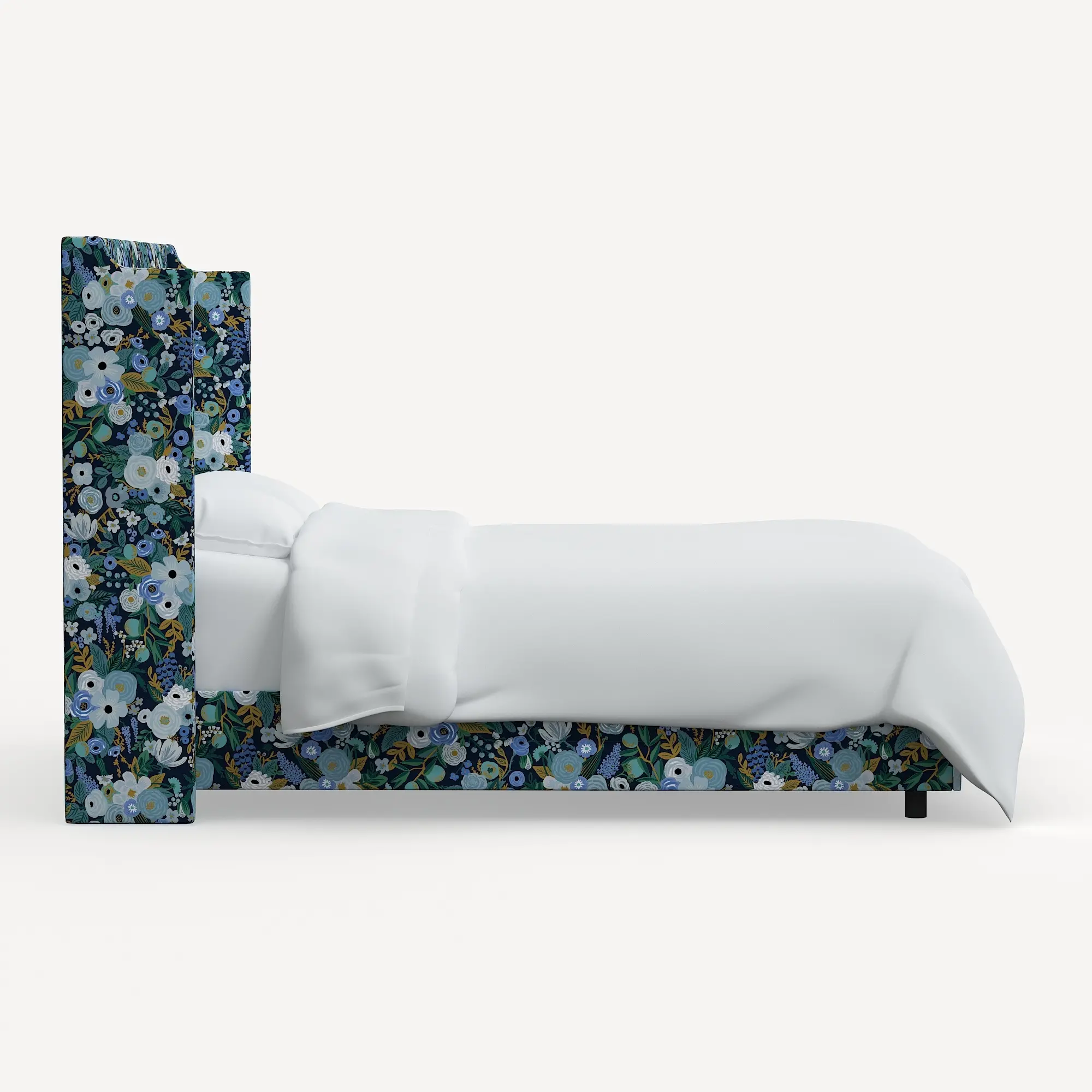 970BEDRPCGRPRBLULCB Rifle Paper Co Hawthorne Garden Party Blue Twin Wingback Bed-5