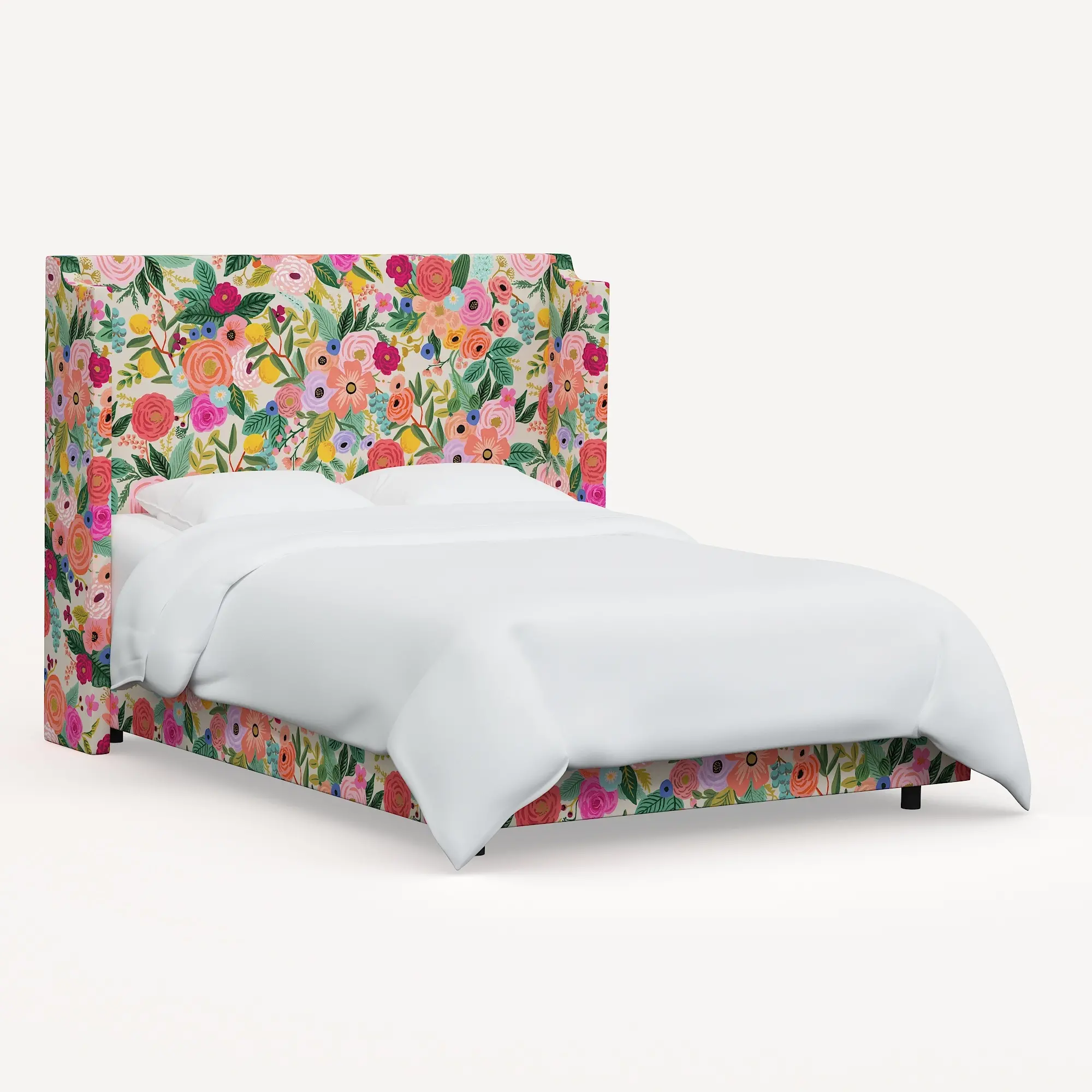 970BEDRPCGRPRTLCB Rifle Paper Co Hawthorne Garden Party Pink Twin Wingback Bed-3