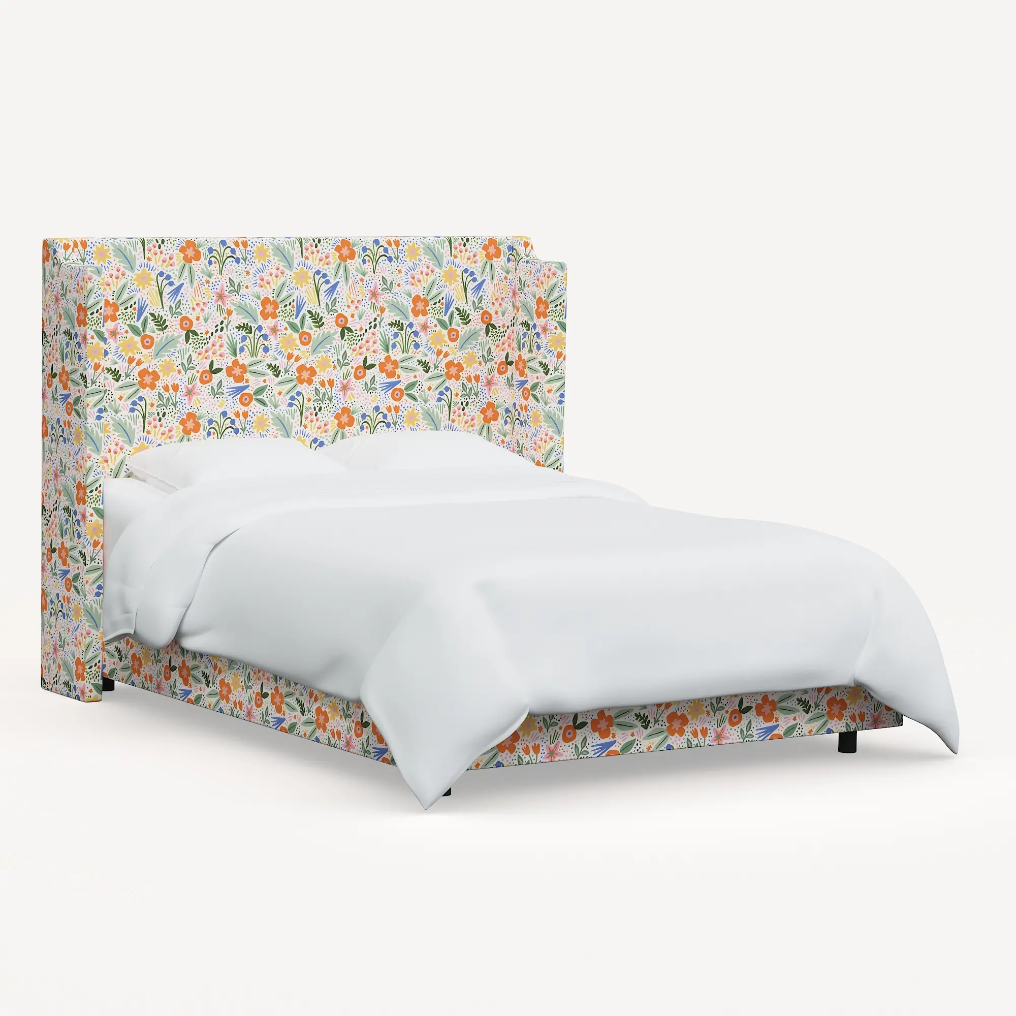 972BEDRPCMRMLTLCB Rifle Paper Co Hawthorne Multicolor Floral Queen Wingback Bed-3