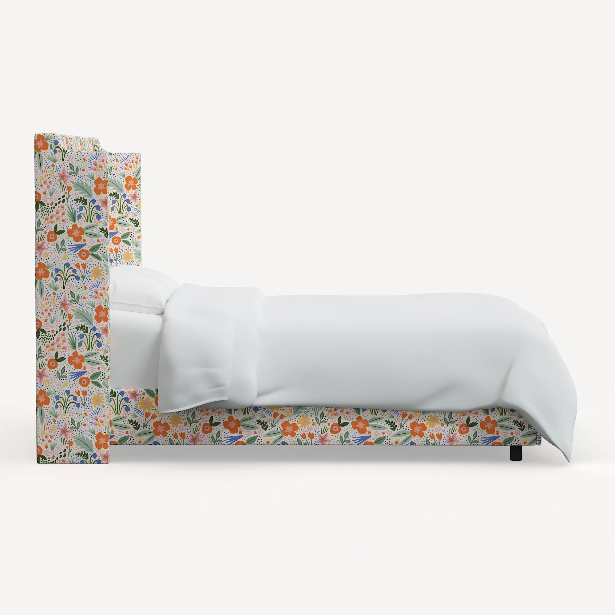 972BEDRPCMRMLTLCB Rifle Paper Co Hawthorne Multicolor Floral Queen Wingback Bed-4