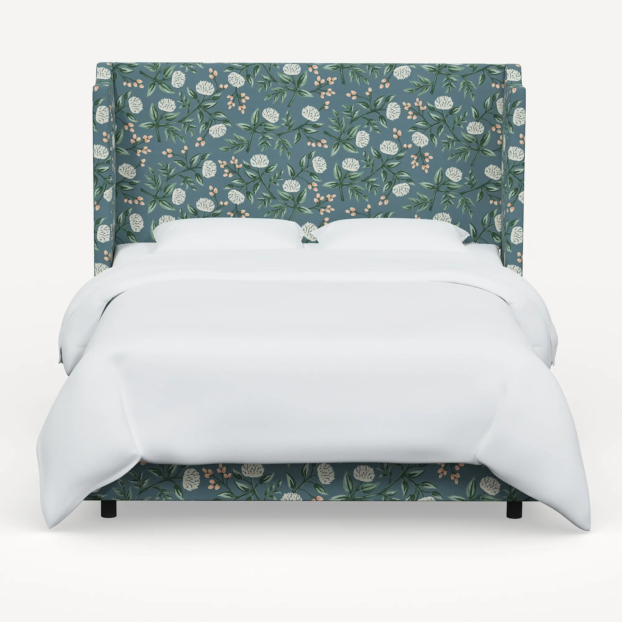 971BEDRPCPNEMRLCB Rifle Paper Co Hawthorne Emerald Peonies Full Wingback Bed-1