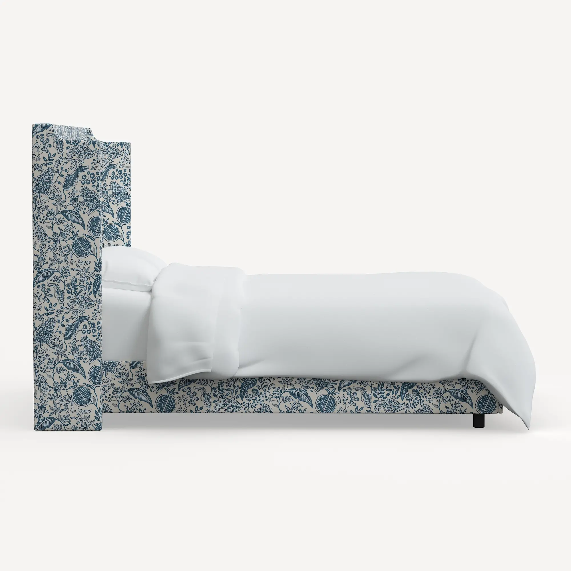 972BEDRPCPMBLULCB Rifle Paper Co Hawthorne Blue Pomegranate Queen Wingback Bed-4
