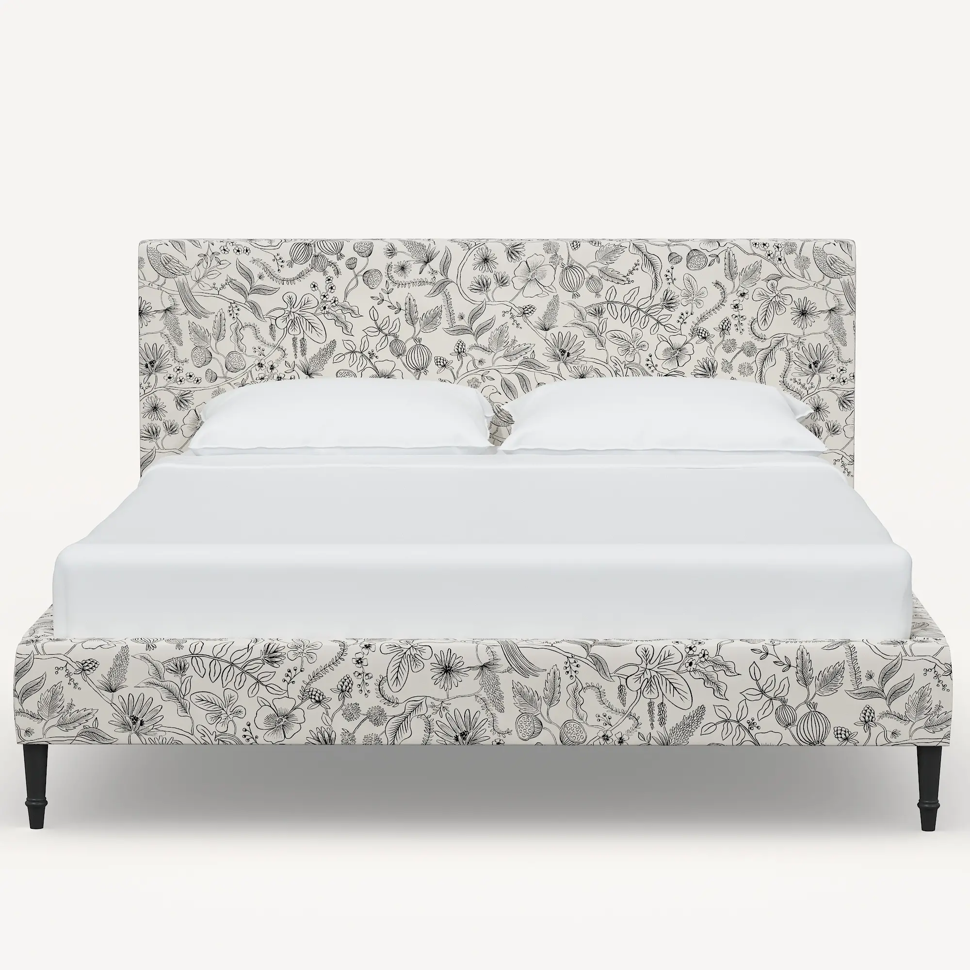 1674FCBEDRPCAVBLKCRMLCB Rifle Paper Co Elly Aviary Cream & Black Cal-King Platform Bed-1