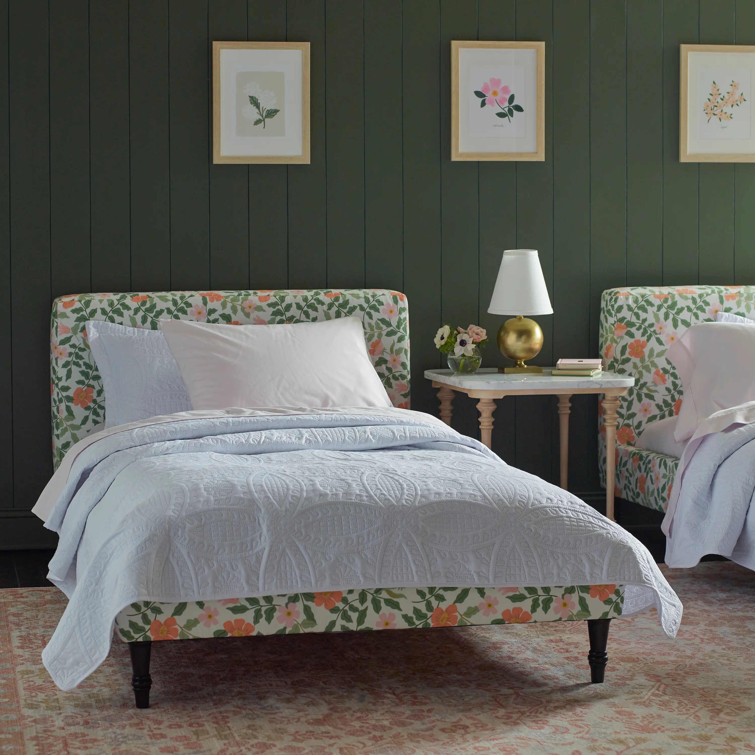 1674FCBEDRPCPRBLSCRMLCB Rifle Paper Co Elly Primrose Blush & Cream Cal-King Platform Bed-3
