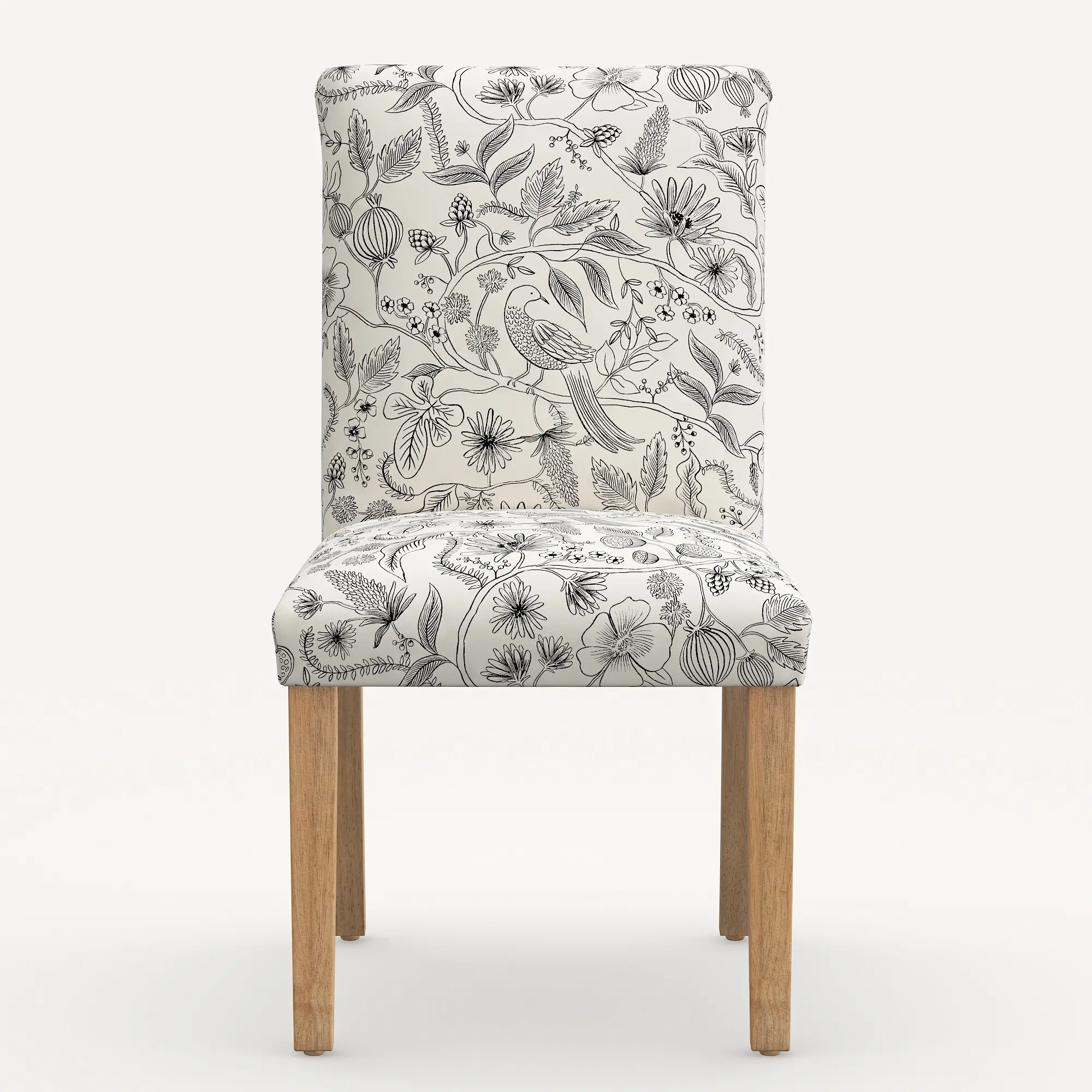 63-6NATRPCAVBLKCRMLCB Rifle Paper Co. Lorraine Aviary Cream & Black Dining Chair-4