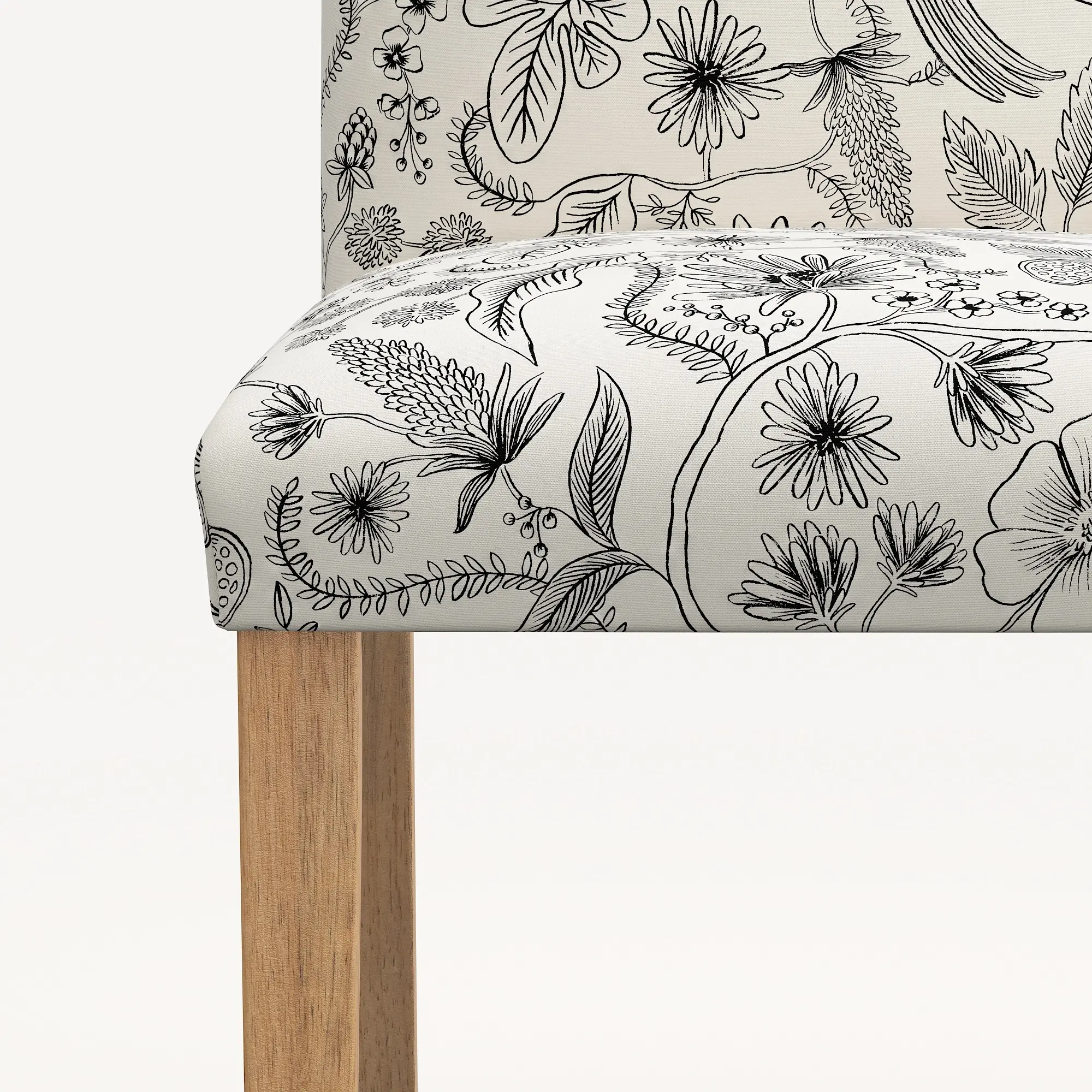 63-6NATRPCAVBLKCRMLCB Rifle Paper Co. Lorraine Aviary Cream & Black Dining Chair-5