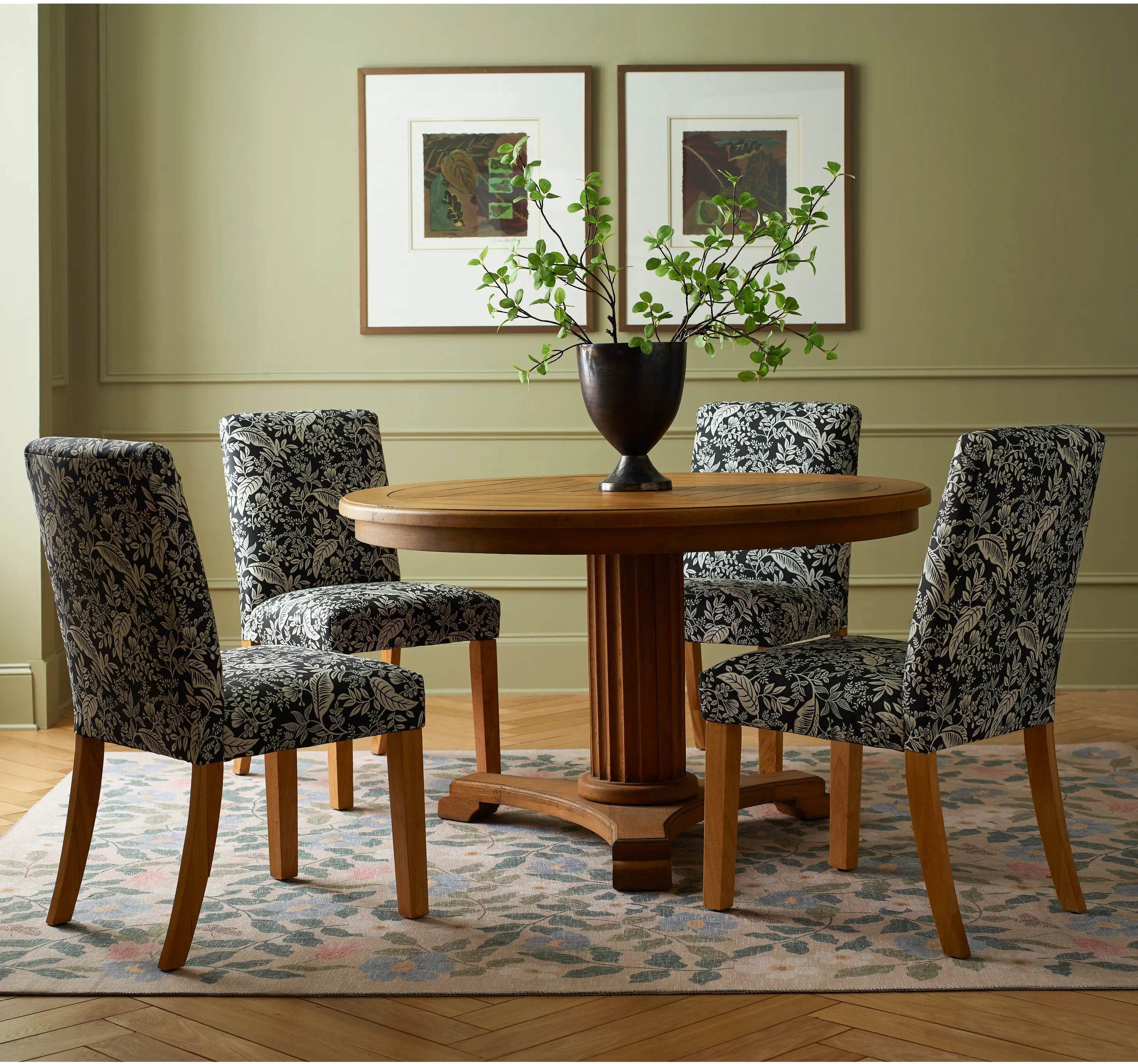 63-6NATRPCCNBLCRMLCB Rifle Paper Co. Lorraine Canopy Black & Cream Dining Chair-2