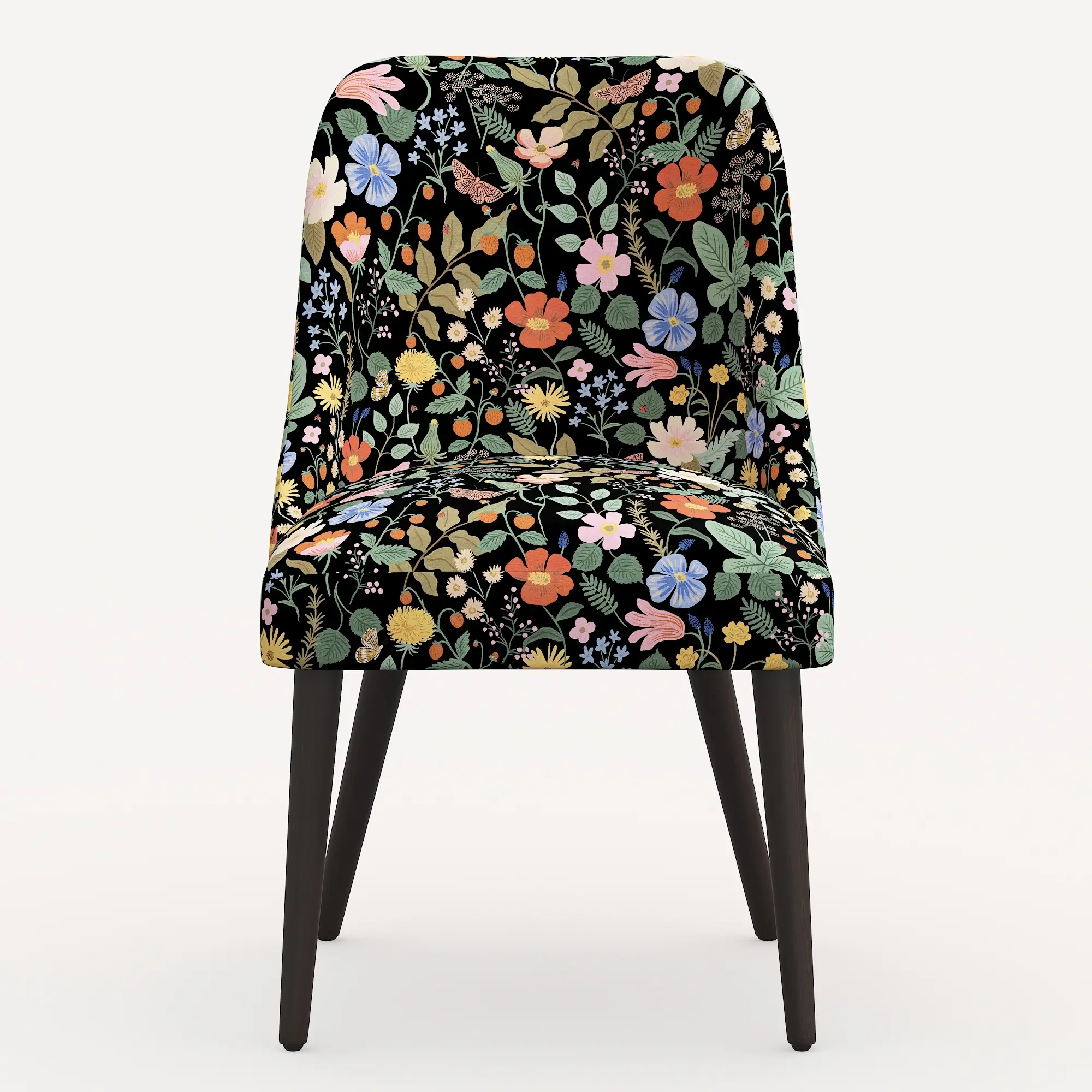 84-6RPCSTFLBLKLCB Rifle Paper Co. Clare Black Strawberry Fields Dining Chair-3