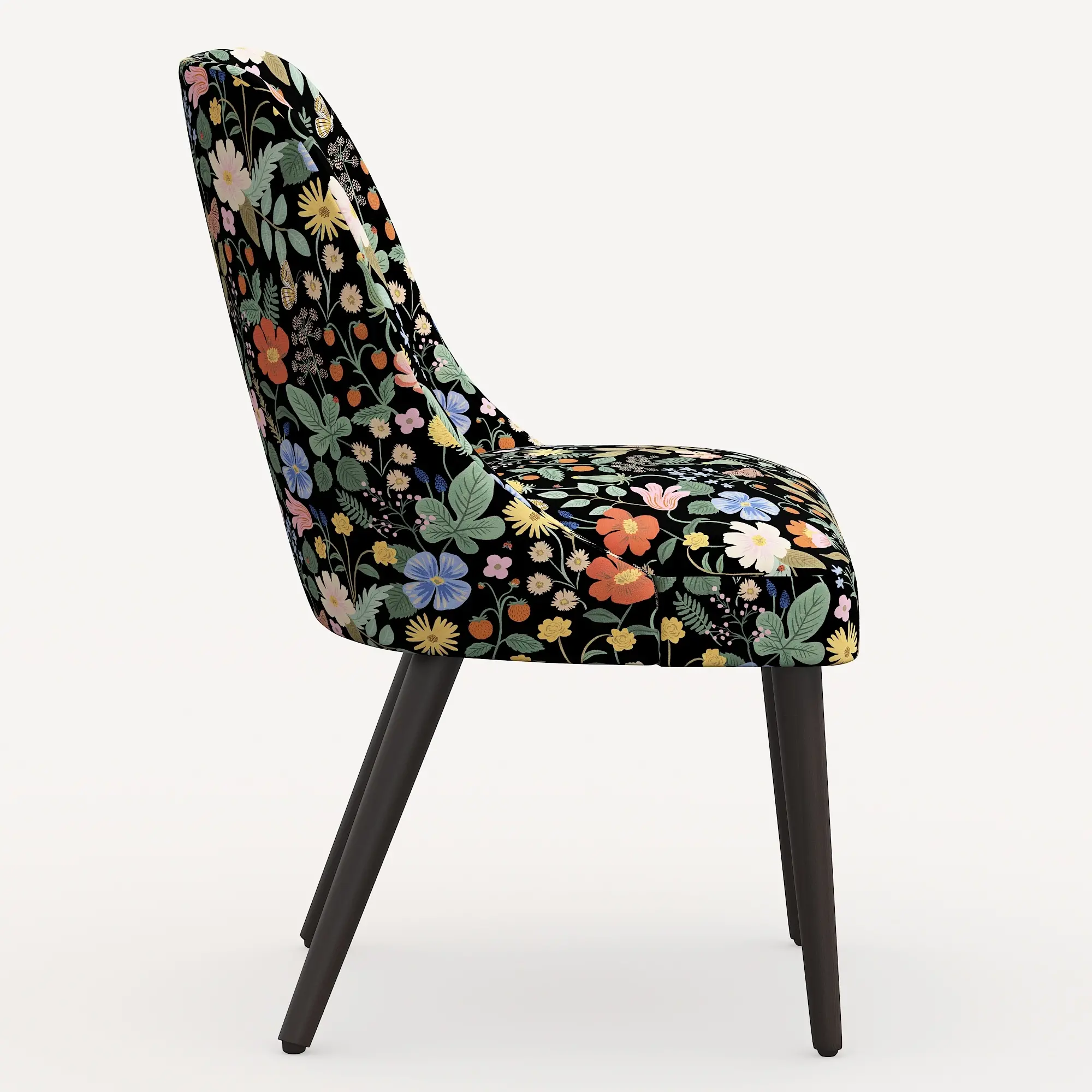 84-6RPCSTFLBLKLCB Rifle Paper Co. Clare Black Strawberry Fields Dining Chair-4