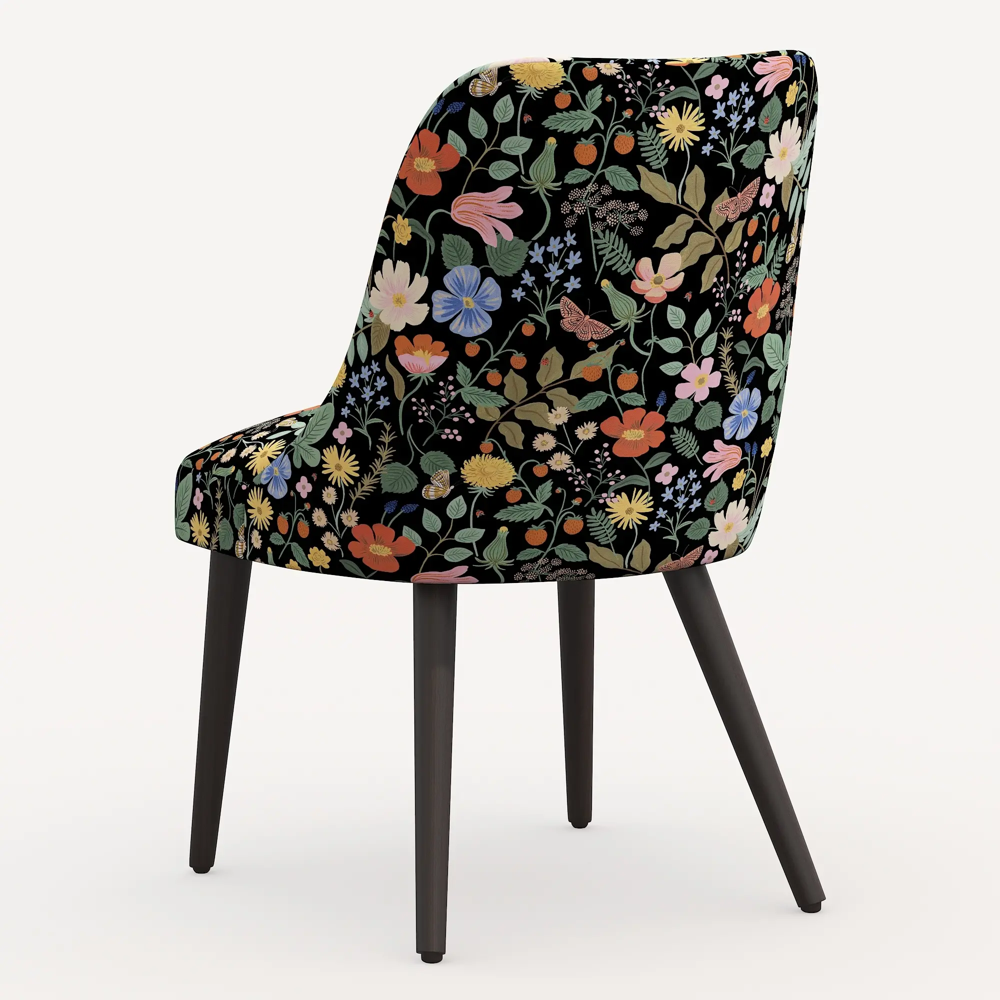 84-6RPCSTFLBLKLCB Rifle Paper Co. Clare Black Strawberry Fields Dining Chair-5