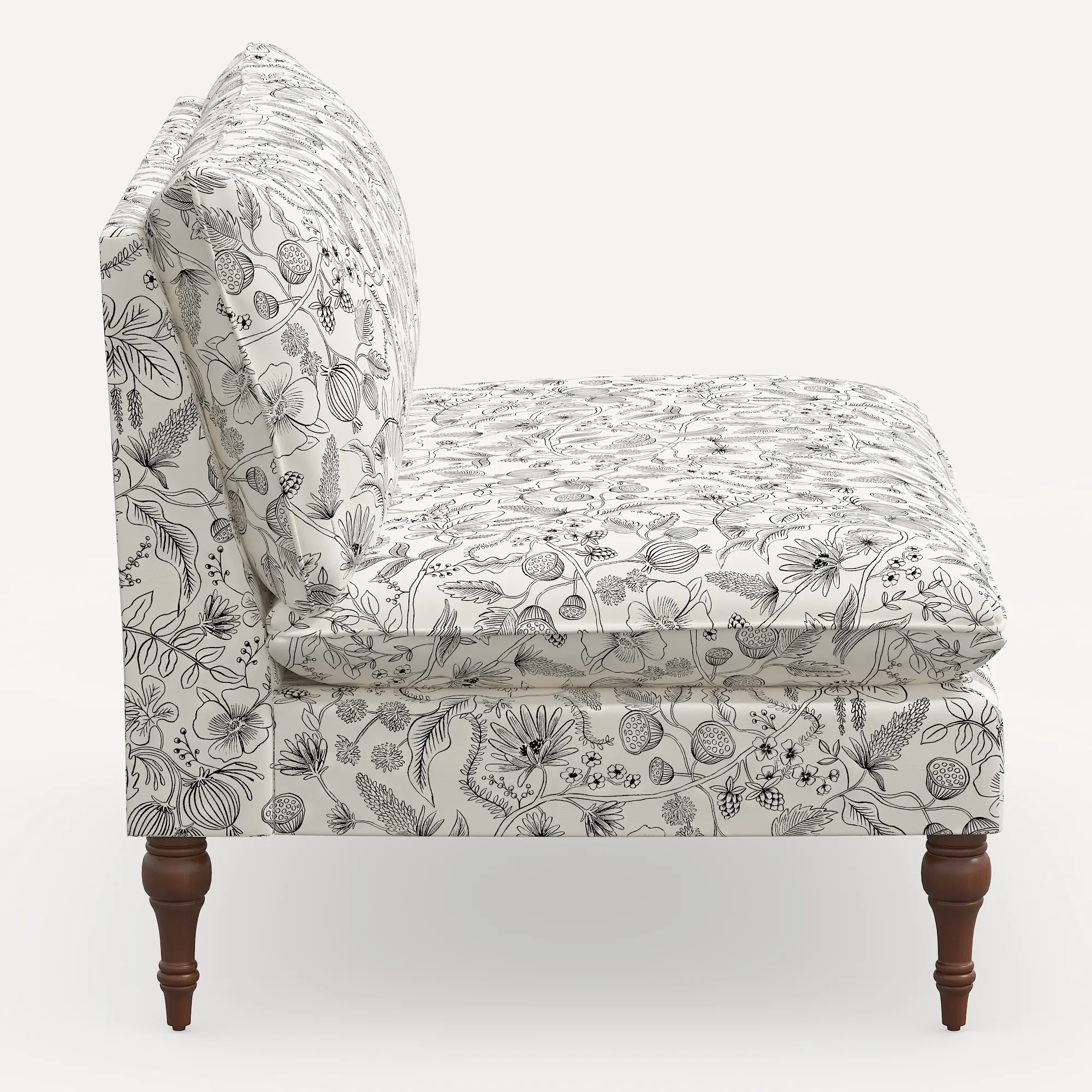 2206RPCAVBLKCRMLCB Rifle Paper Co. Louie Aviary Cream & Black Armless Loveseat-3